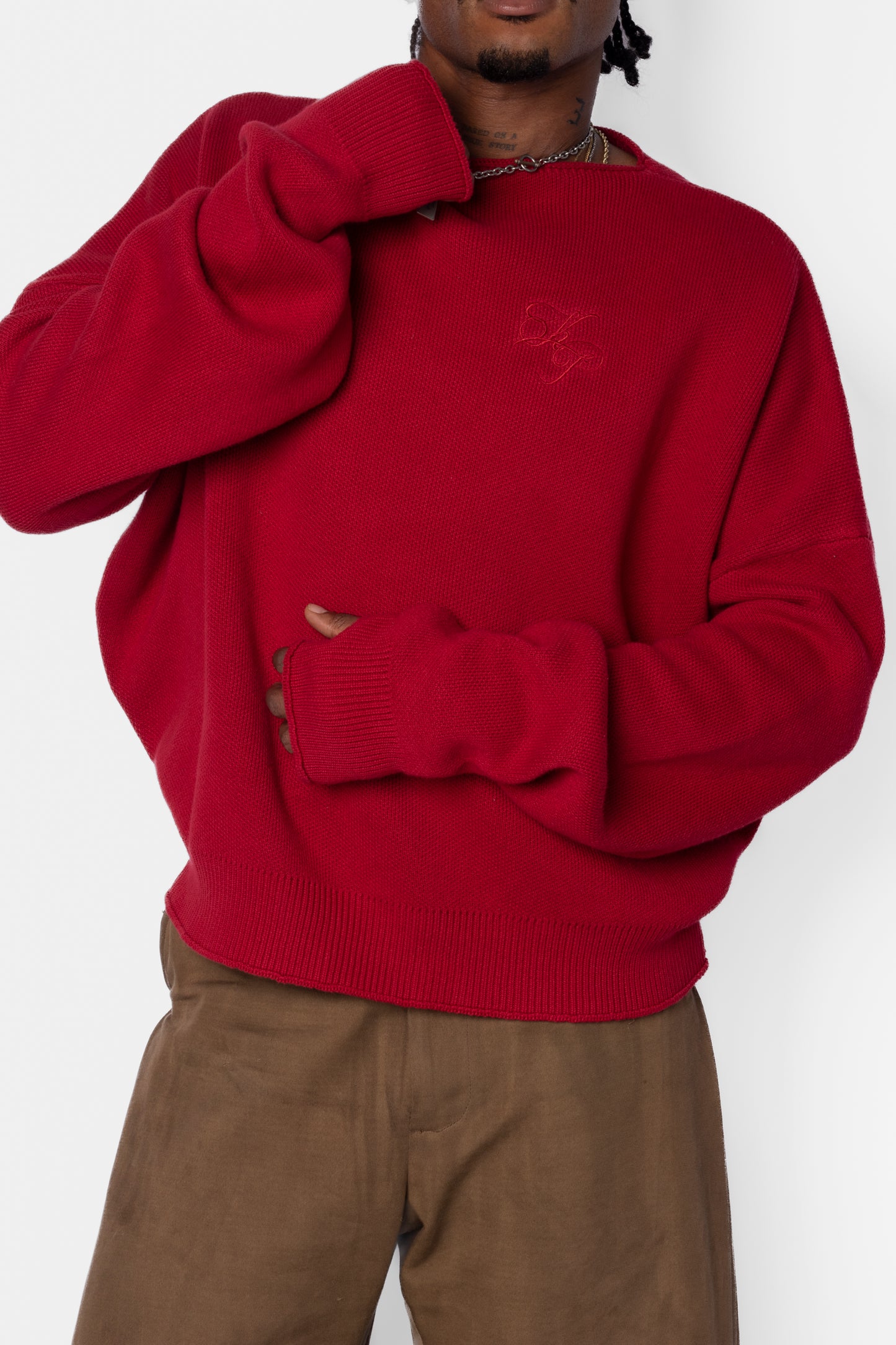 Boat Neck Sweater- Wine Burgundy