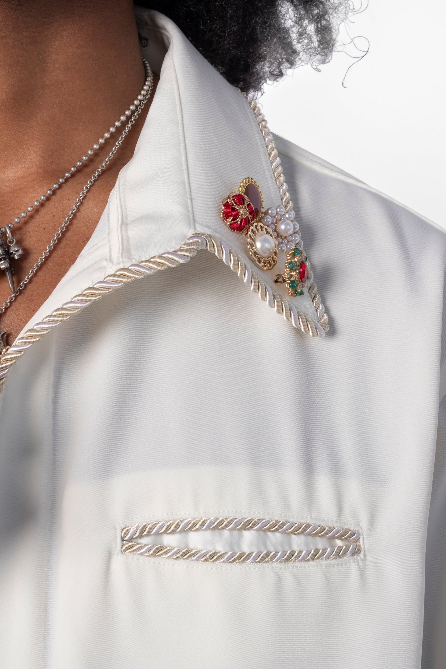 Embellished Lasso Shirt 2.0- IVORY