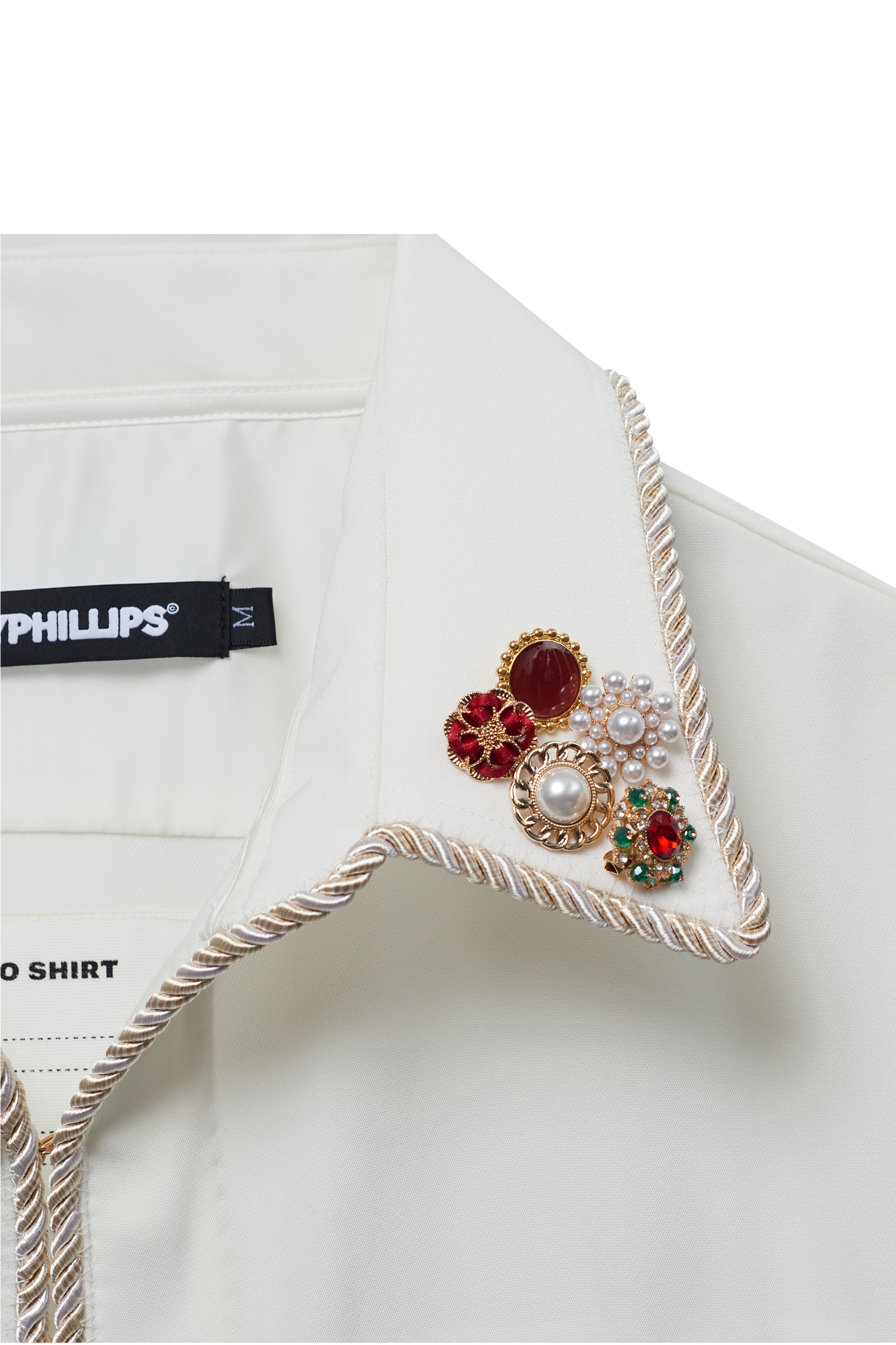 Embellished Long Sleeve Lasso Shirt- Ivory