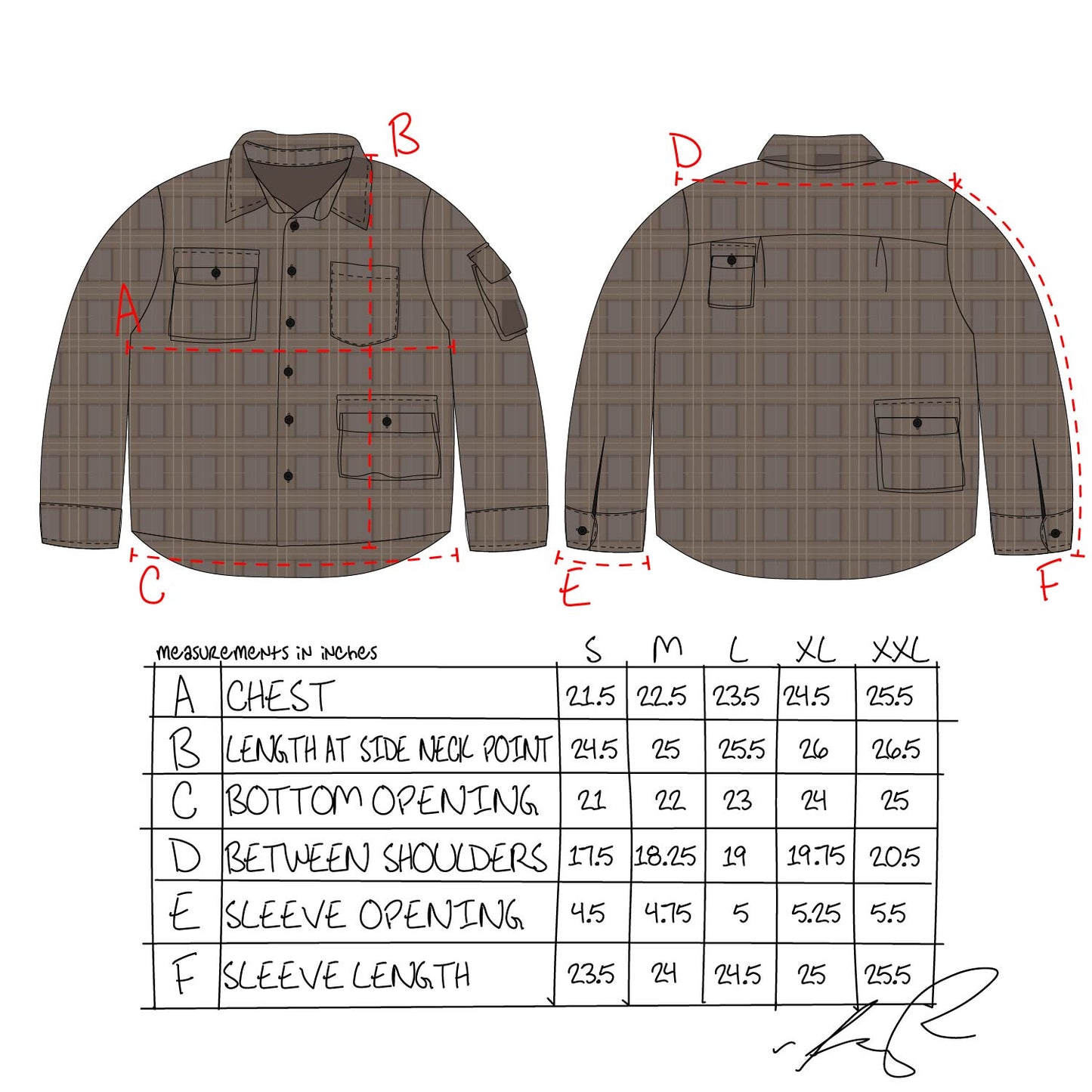 Cargo Shirt- BROWN FLANNEL