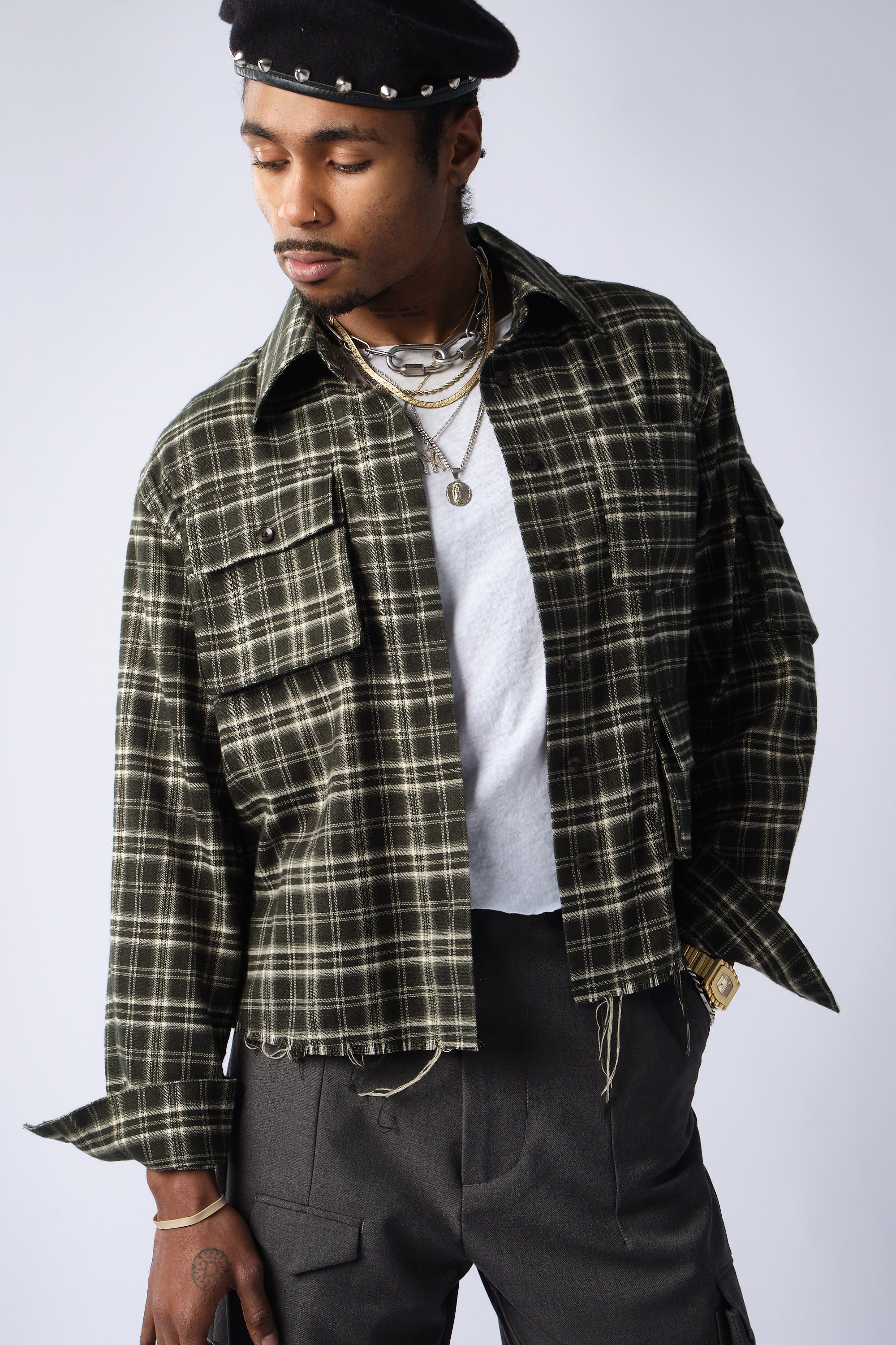 Cargo Shirt- GREEN FLANNEL