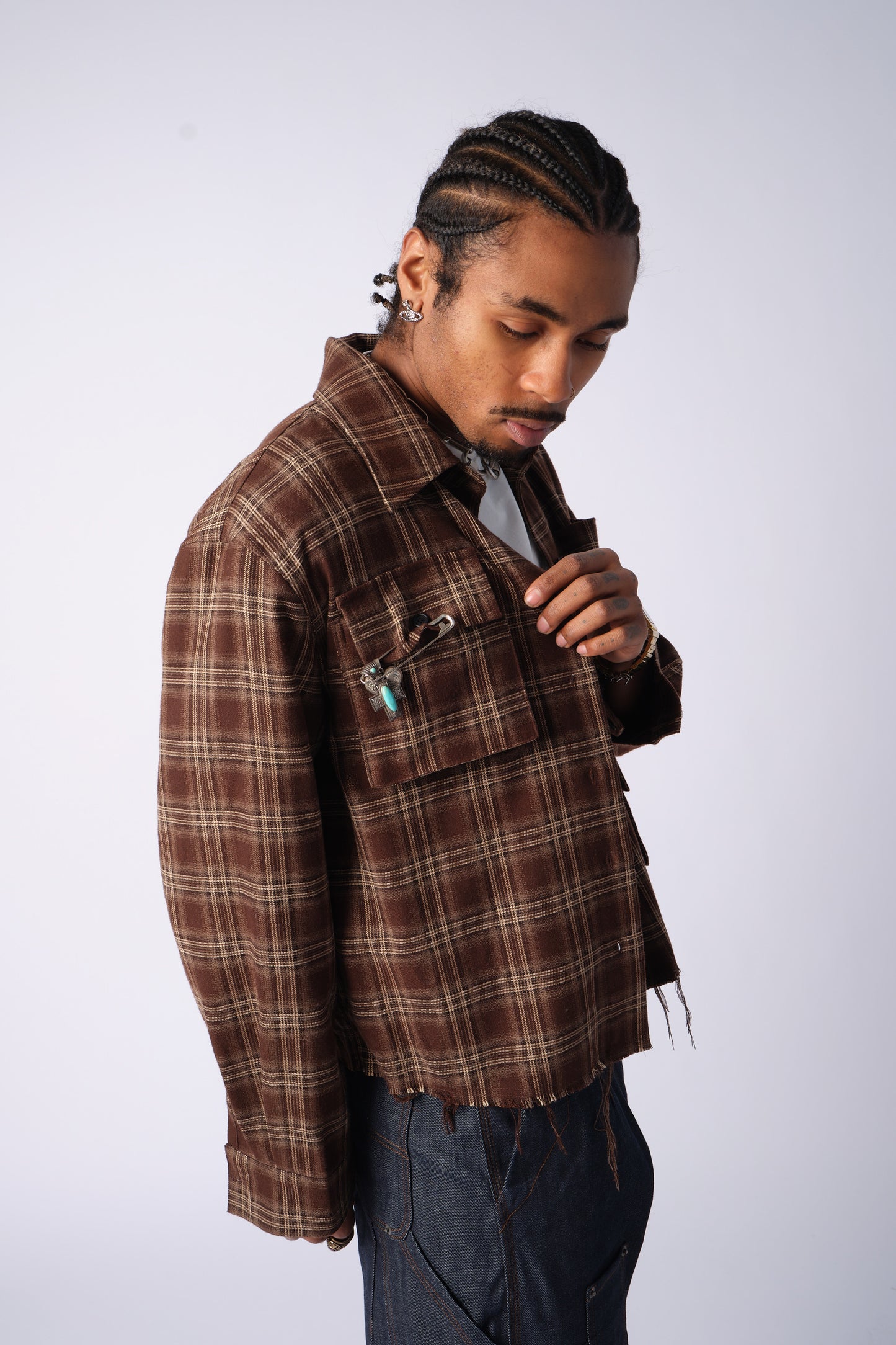Cargo Shirt- BROWN FLANNEL