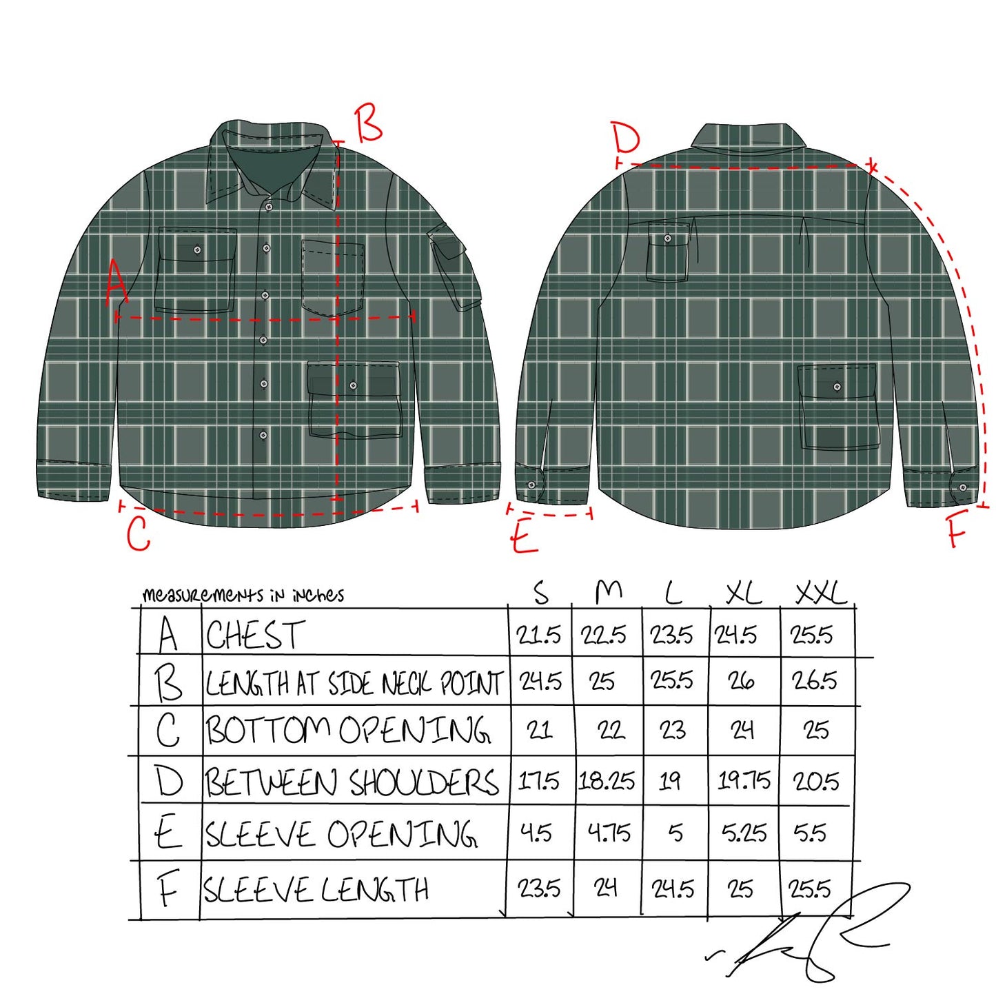 Cargo Shirt- GREEN FLANNEL