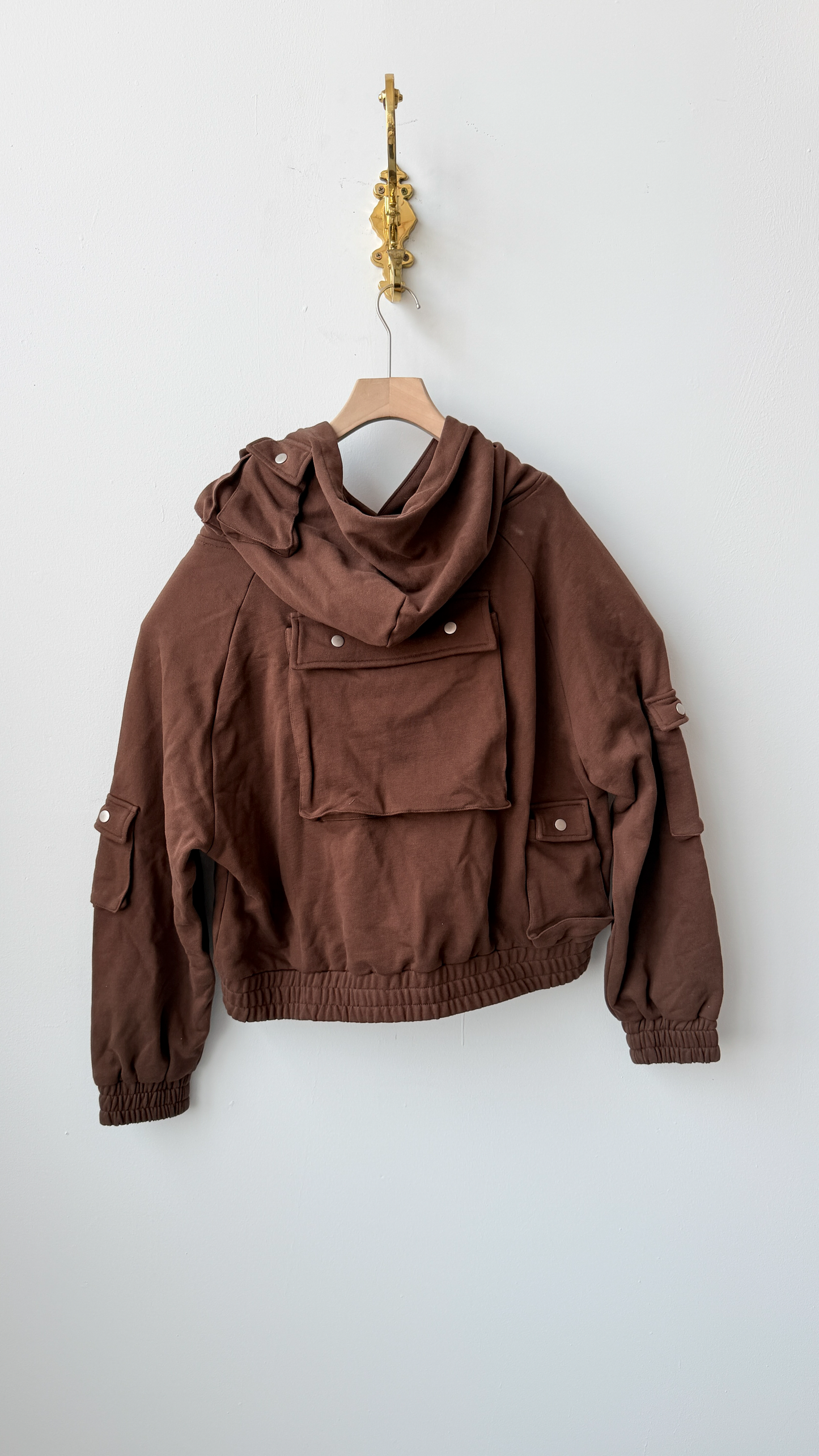 Pullover Cargo Hoodie Brown- M
