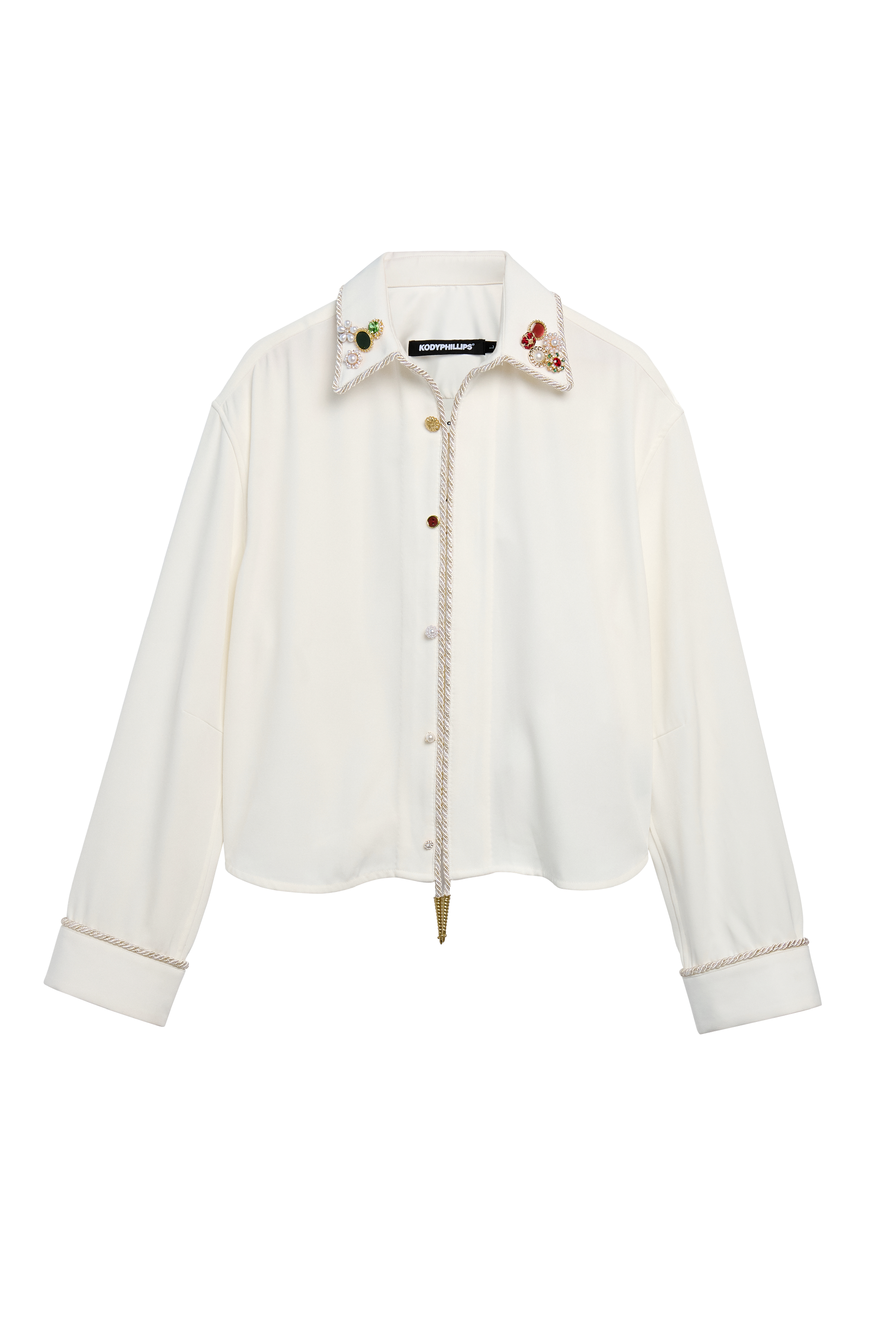 Embellished Long Sleeve Lasso Shirt- Ivory – kodyphillips.com Embellished Long Sleeve Lasso Shirt- Ivory – kodyphillips.com