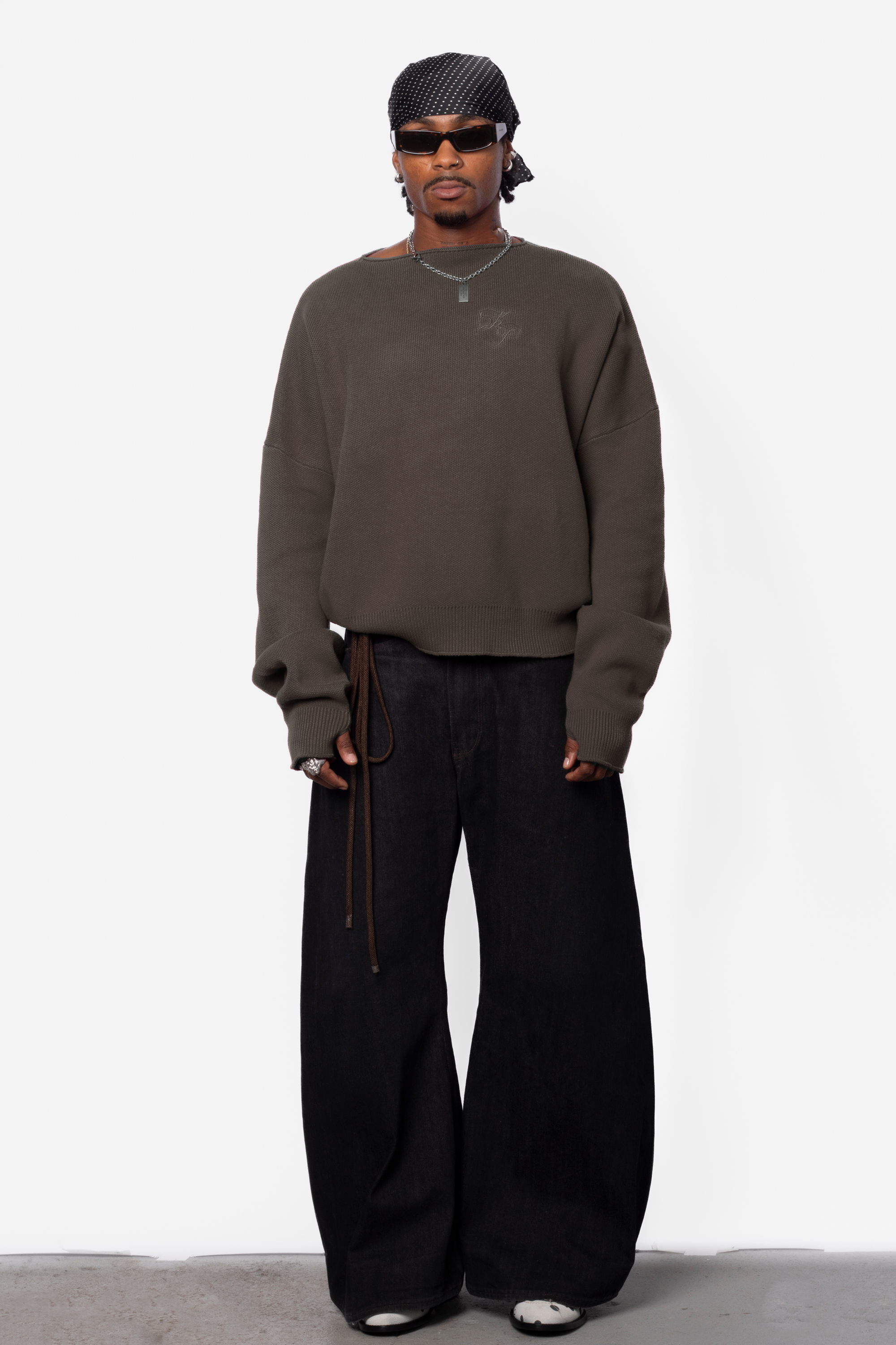 Boat Neck Sweater- Soot