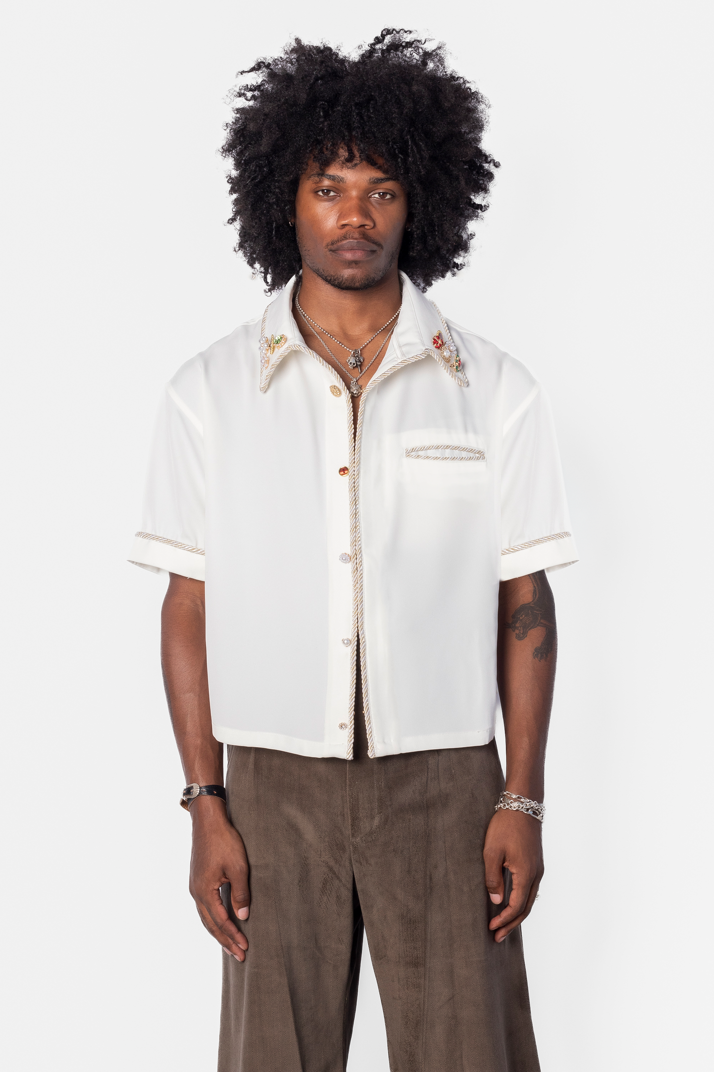 Embellished Lasso Shirt 2.0- IVORY
