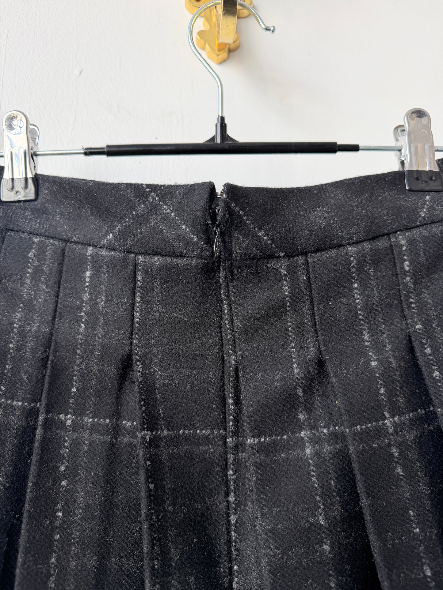 Plaid High Waisted Skirt - Black