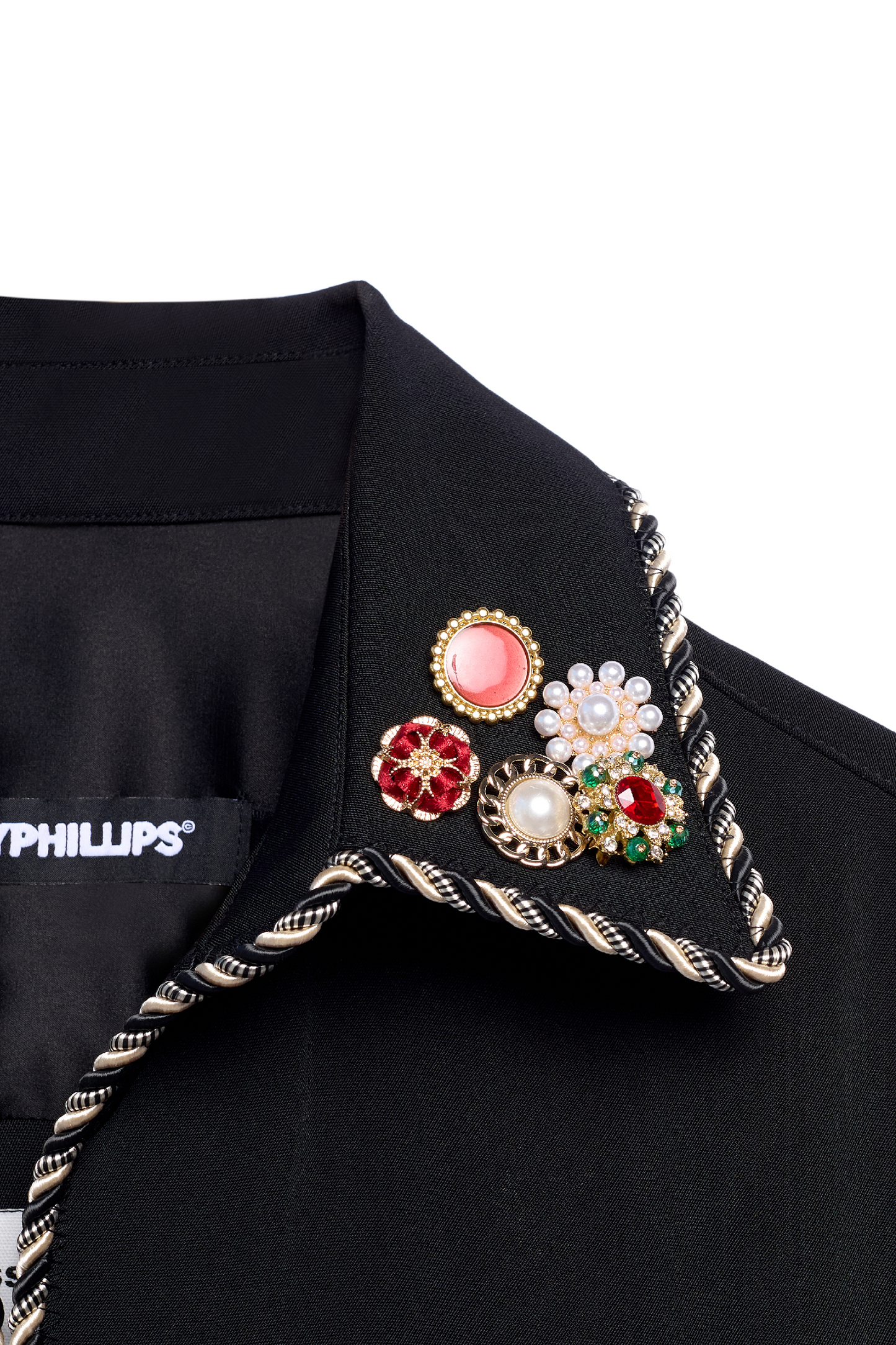 Embellished Long Sleeve Lasso Shirt- Classic Black