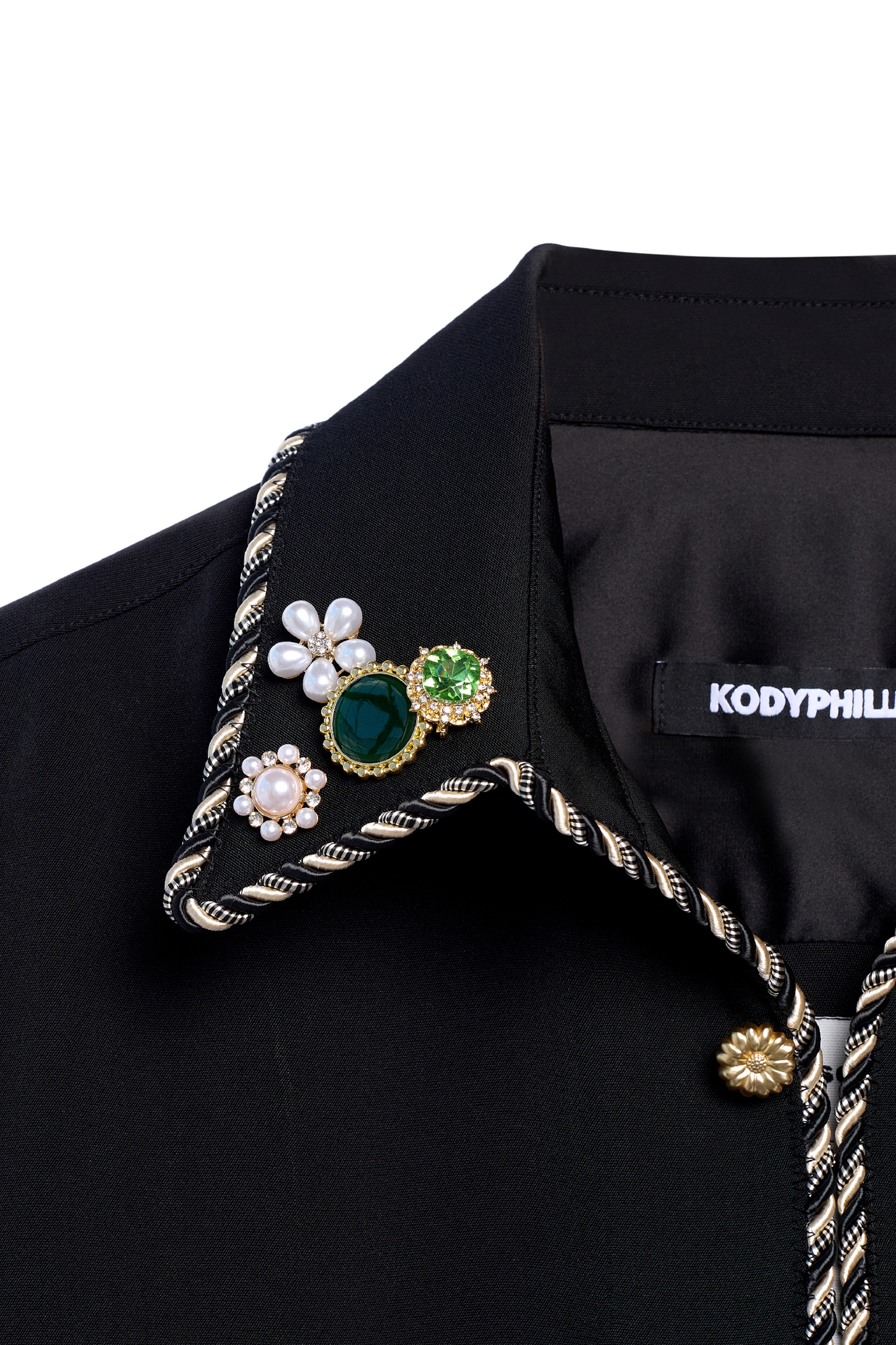 Embellished Long Sleeve Lasso Shirt- Classic Black