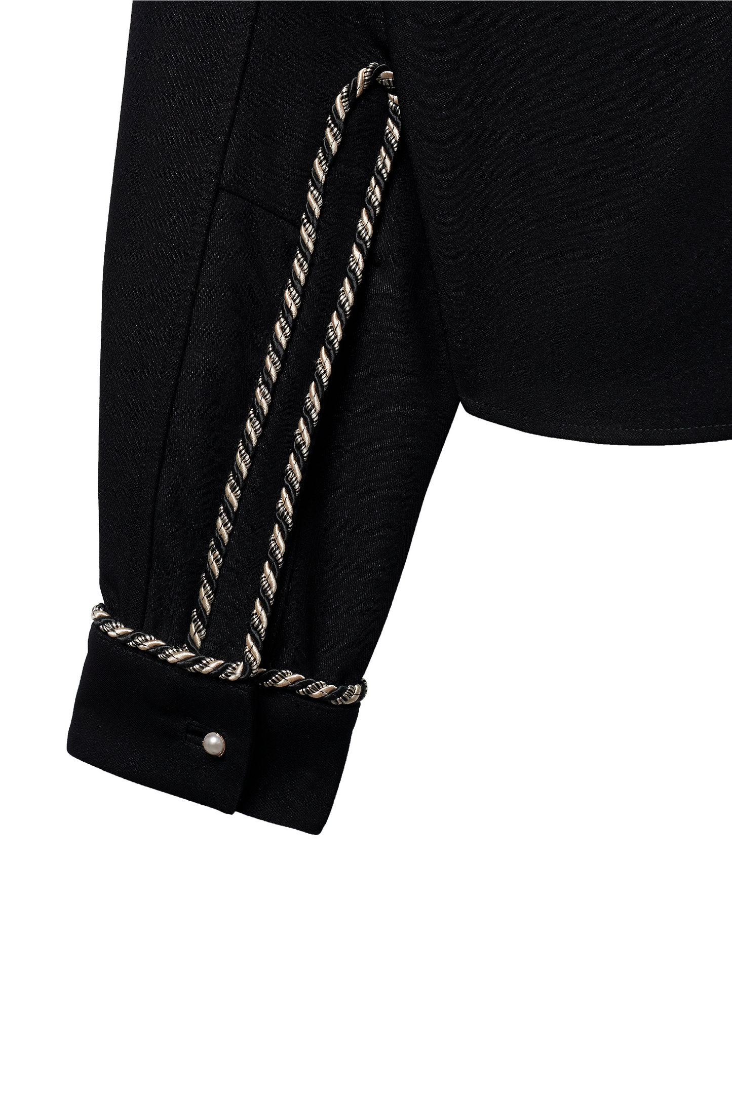 Embellished Long Sleeve Lasso Shirt- Classic Black