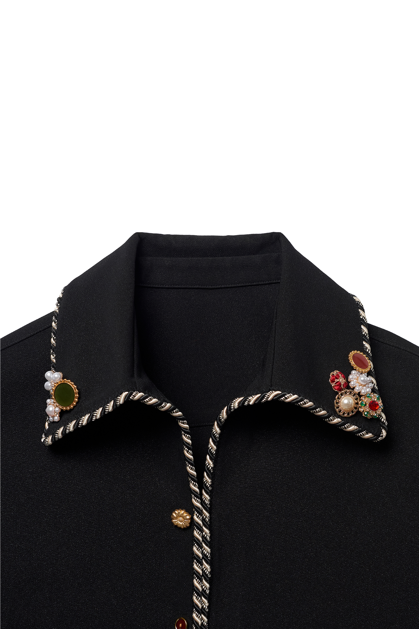 Embellished Long Sleeve Lasso Shirt- Classic Black