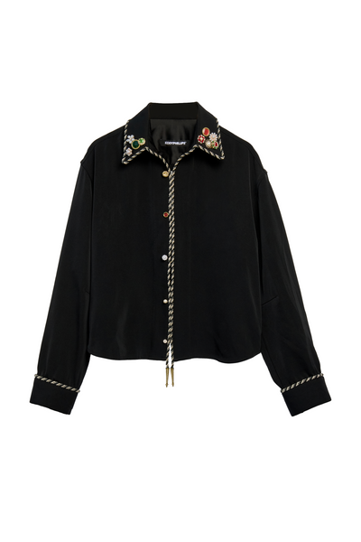 Embellished Long Sleeve Lasso Shirt- Classic Black – kodyphillips.com