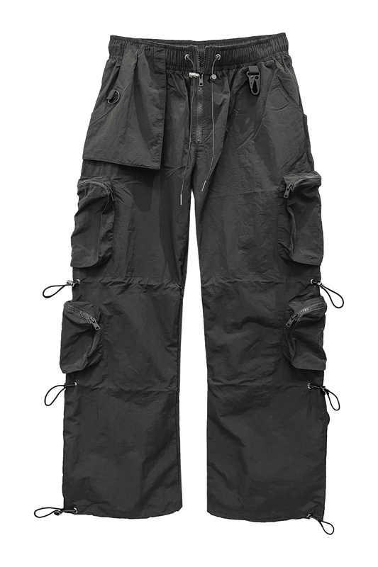 NYLON PARACHUTE PANTS-CHARCOAL