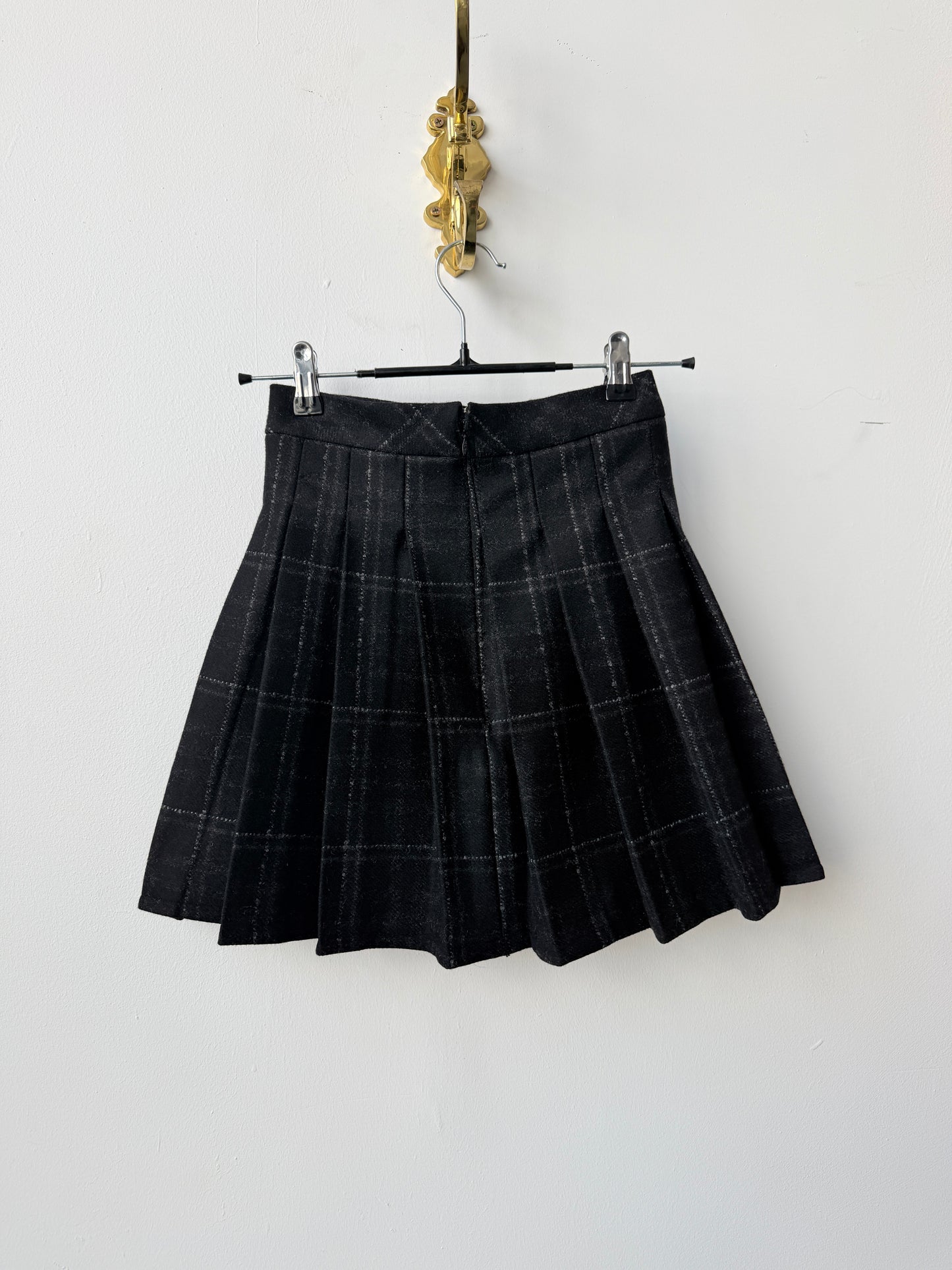 Plaid High Waisted Skirt - Black