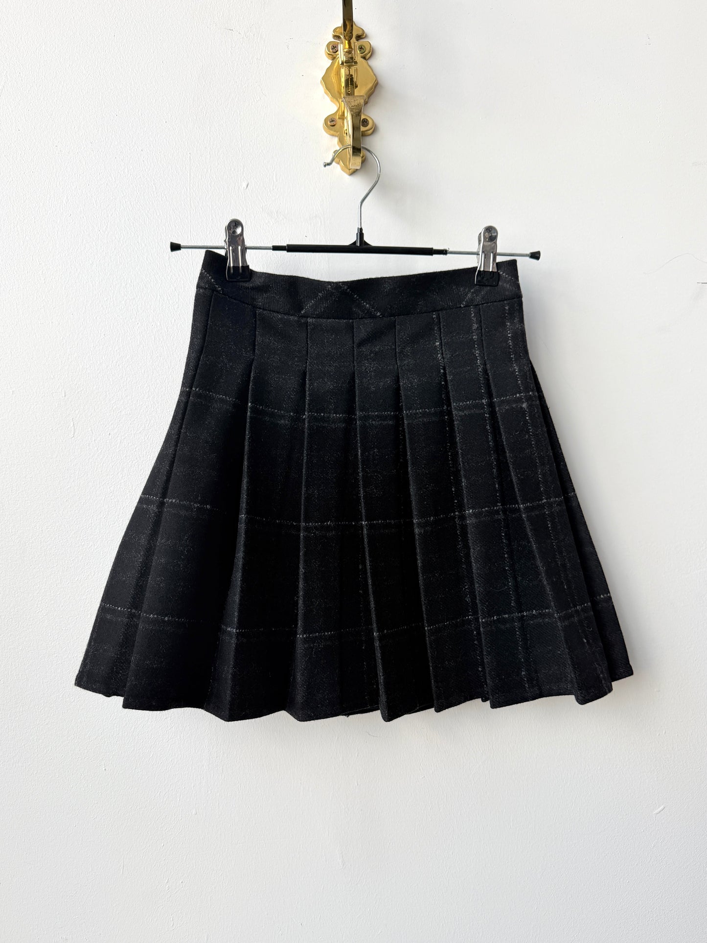 Plaid High Waisted Skirt - Black