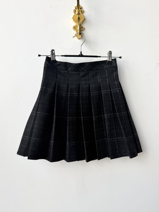 Plaid High Waisted Skirt - Black