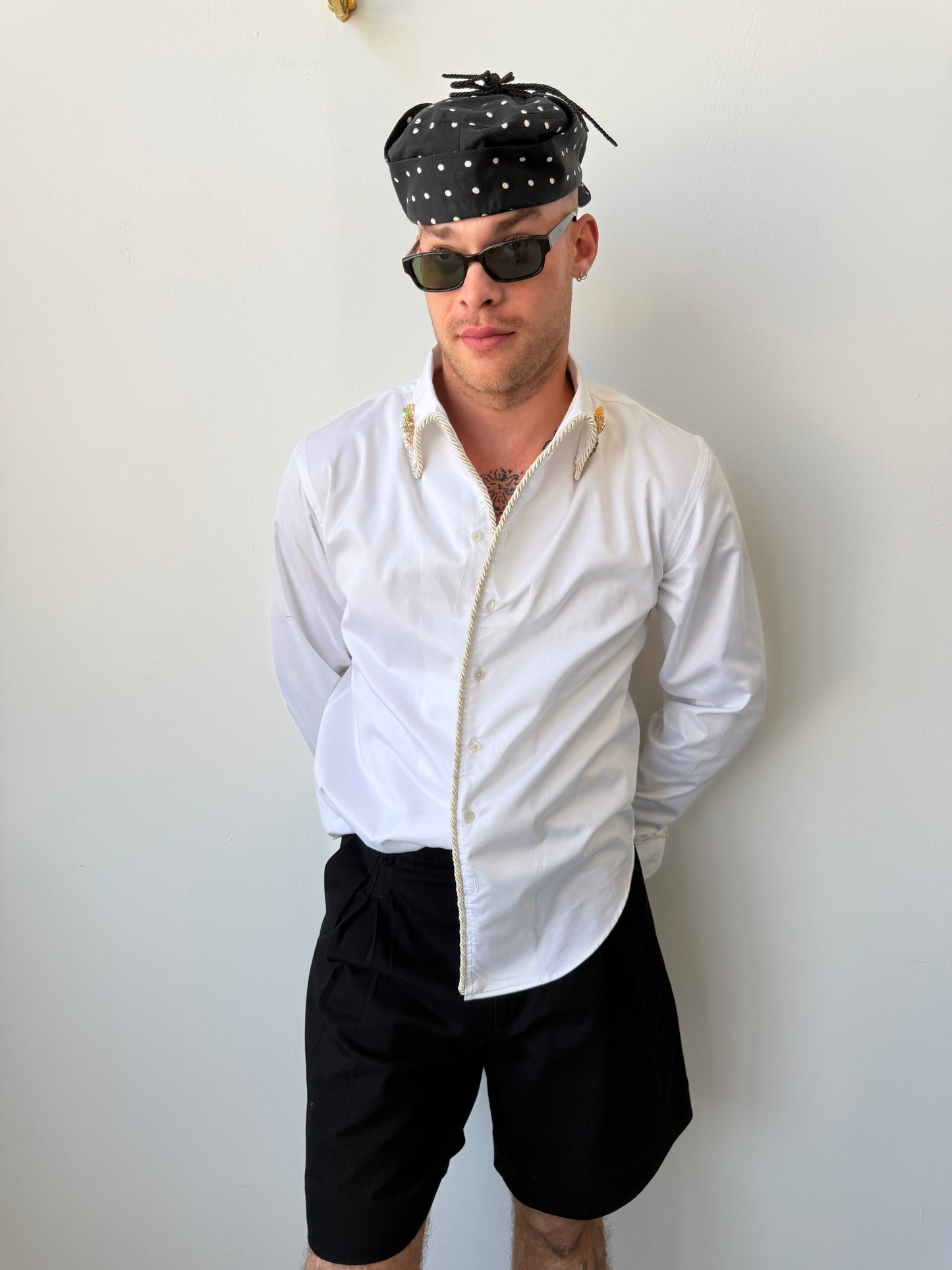 Emb. Buttondown Italian Collar Lasso Shirt-  M