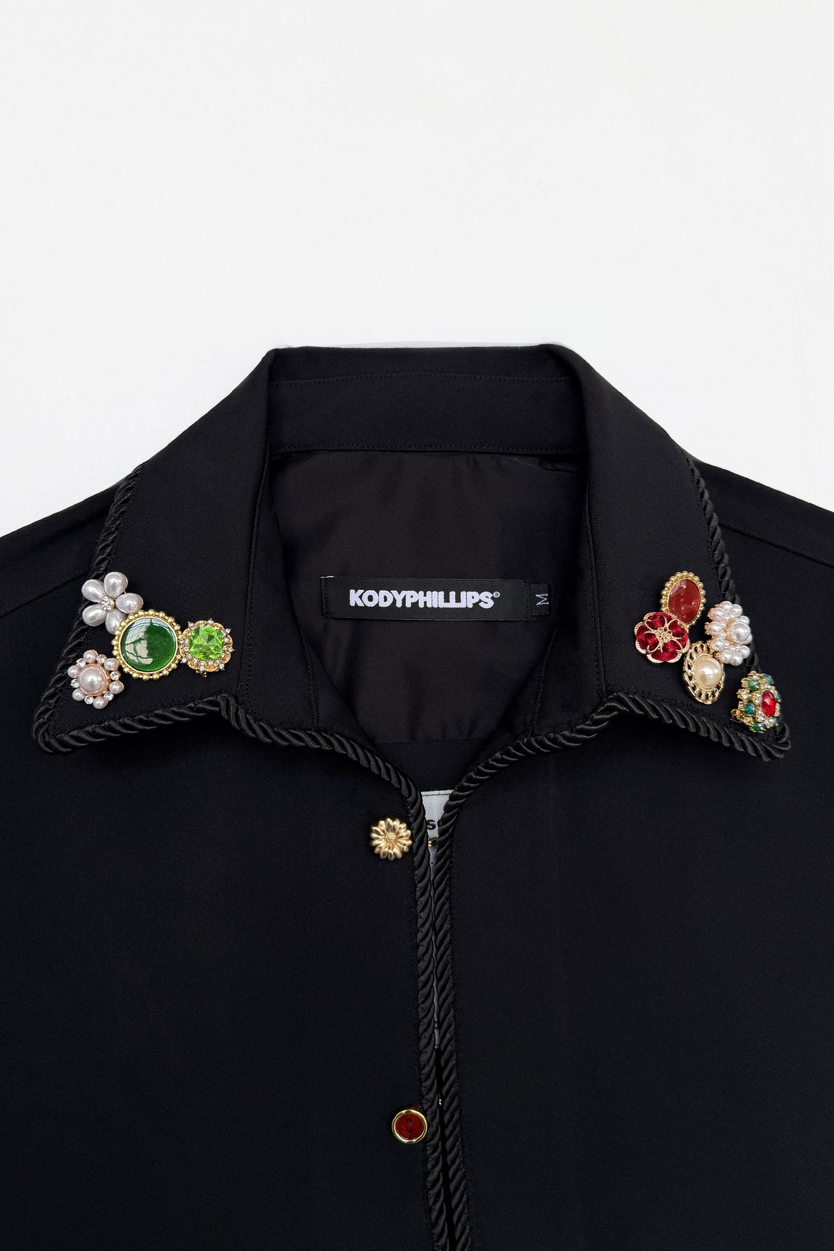 Embellished Long Sleeve Lasso Shirt- ALL BLACK