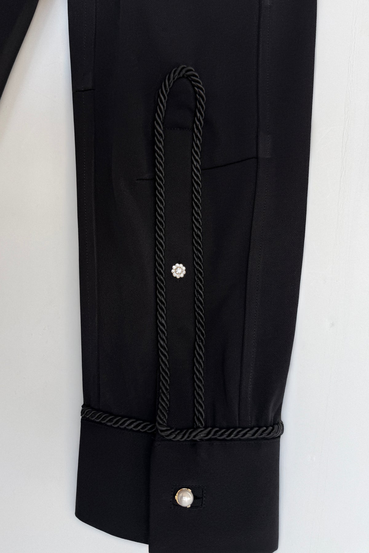 Embellished Long Sleeve Lasso Shirt- ALL BLACK