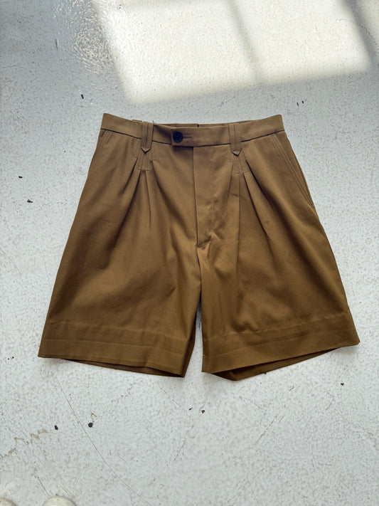 Pleated Shorts Tan - 32