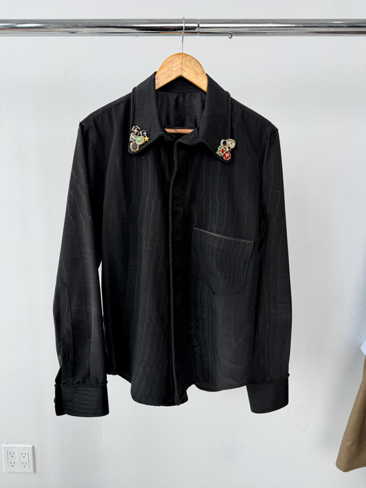 LS Emb. Lasso Shirt 1930S Silk Black - M