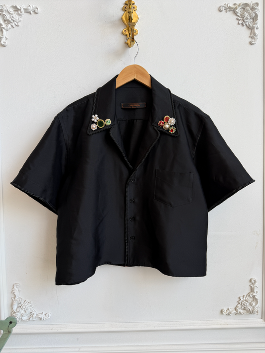 SS Emb. Lasso Shirt Camp All Black - M
