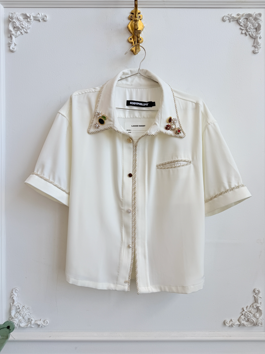 SS Emb. Lasso Shirt Ivory - L