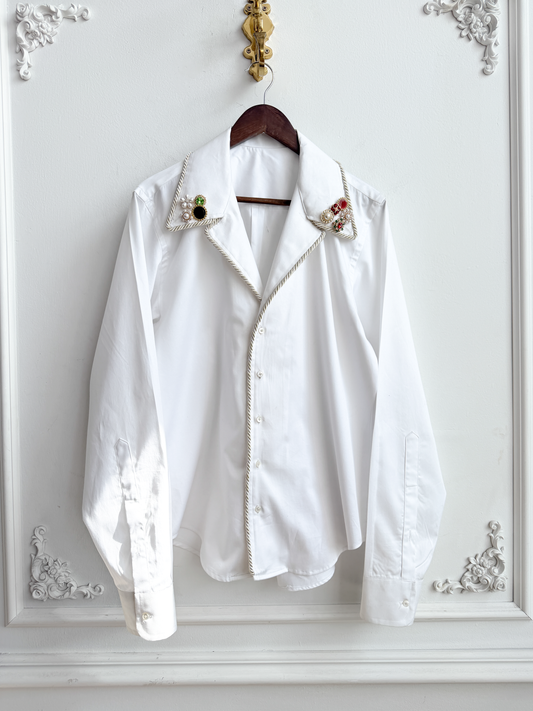LS Emb. Camp Collar Lasso Shirt Ivory -  M