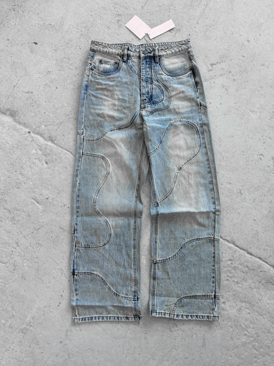 CURVE JEANS-WASHED BLUE