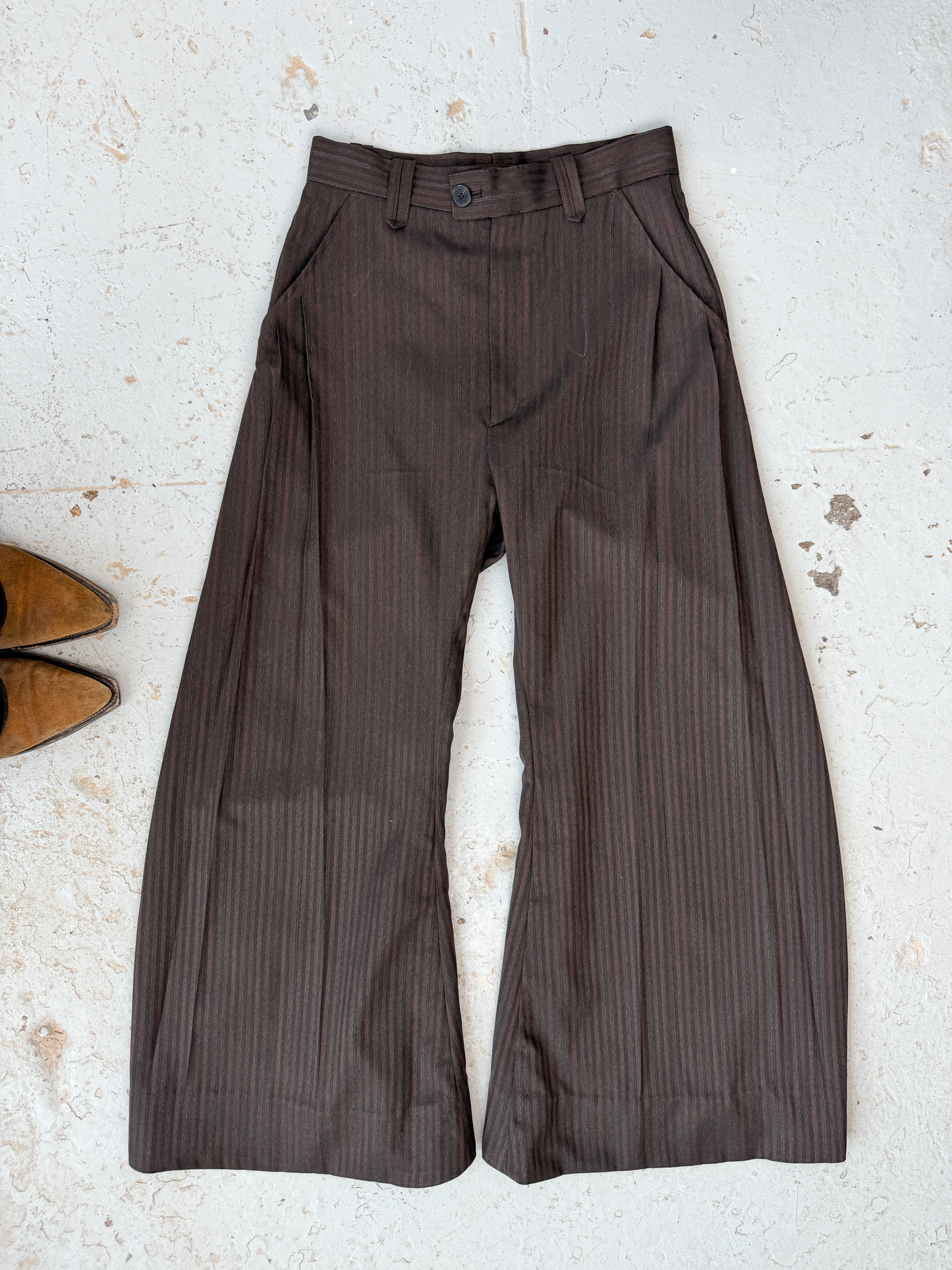 Double Wide Trousers Brown Stripe