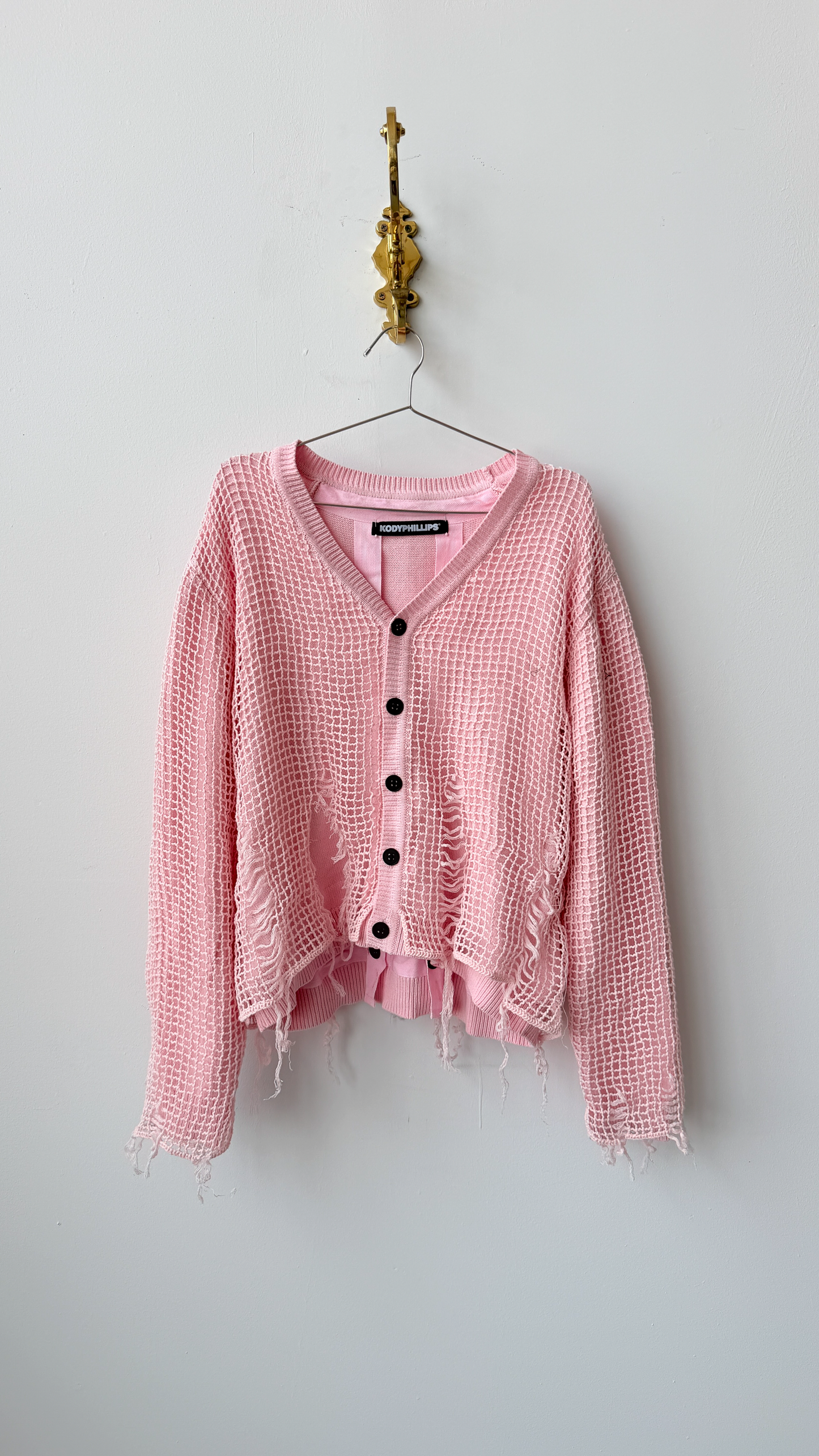 Netted Cardigan Pink - M
