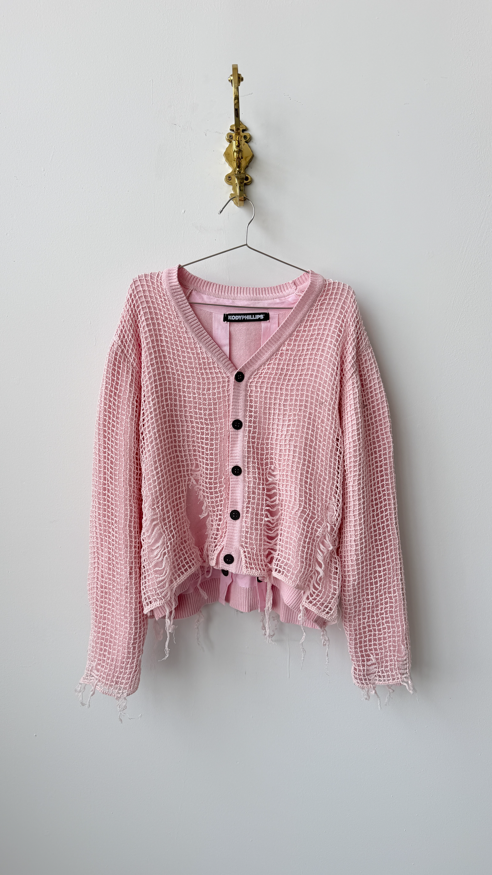 Netted Cardigan Pink - M