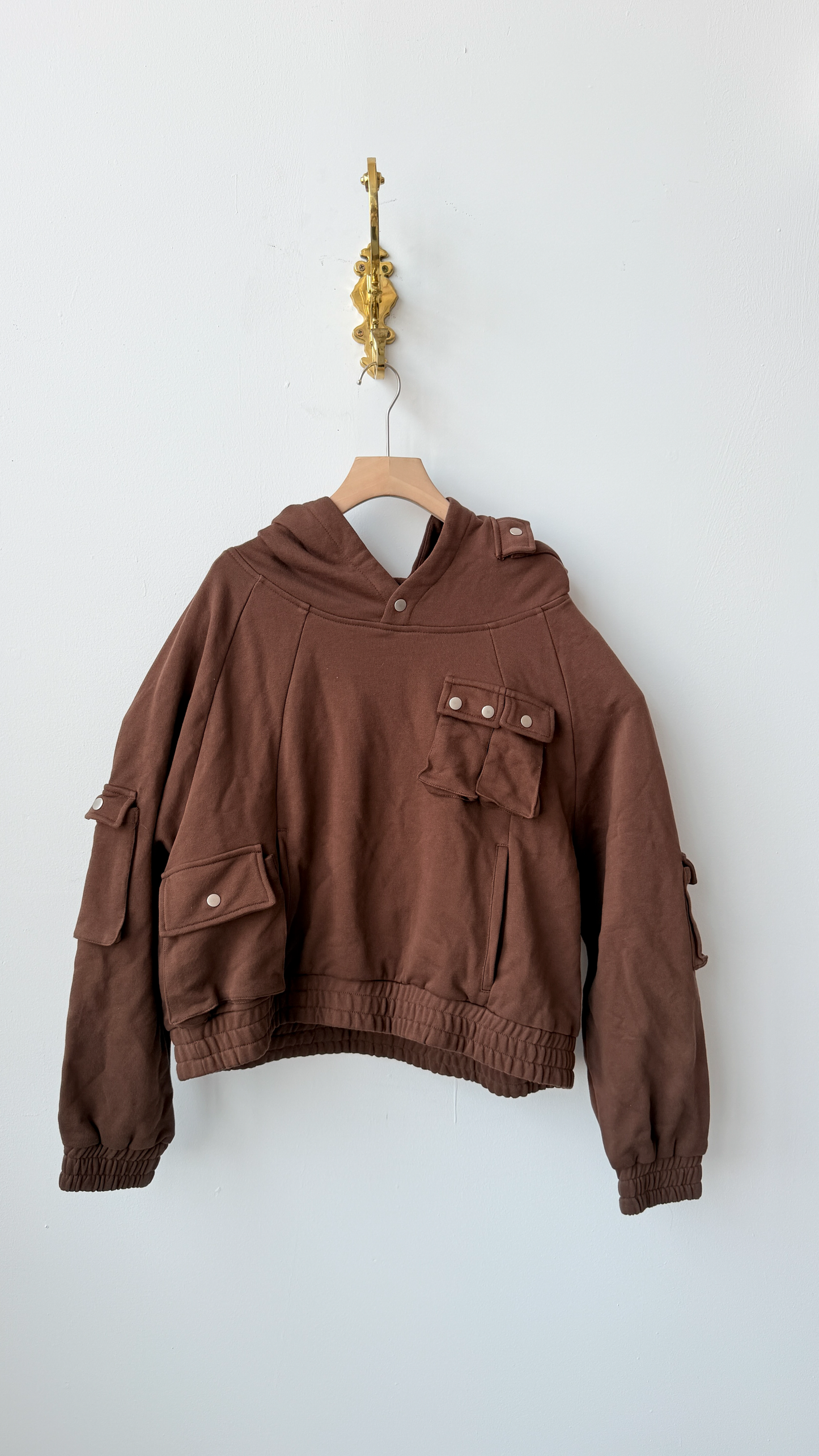 Pullover Cargo Hoodie Brown- M