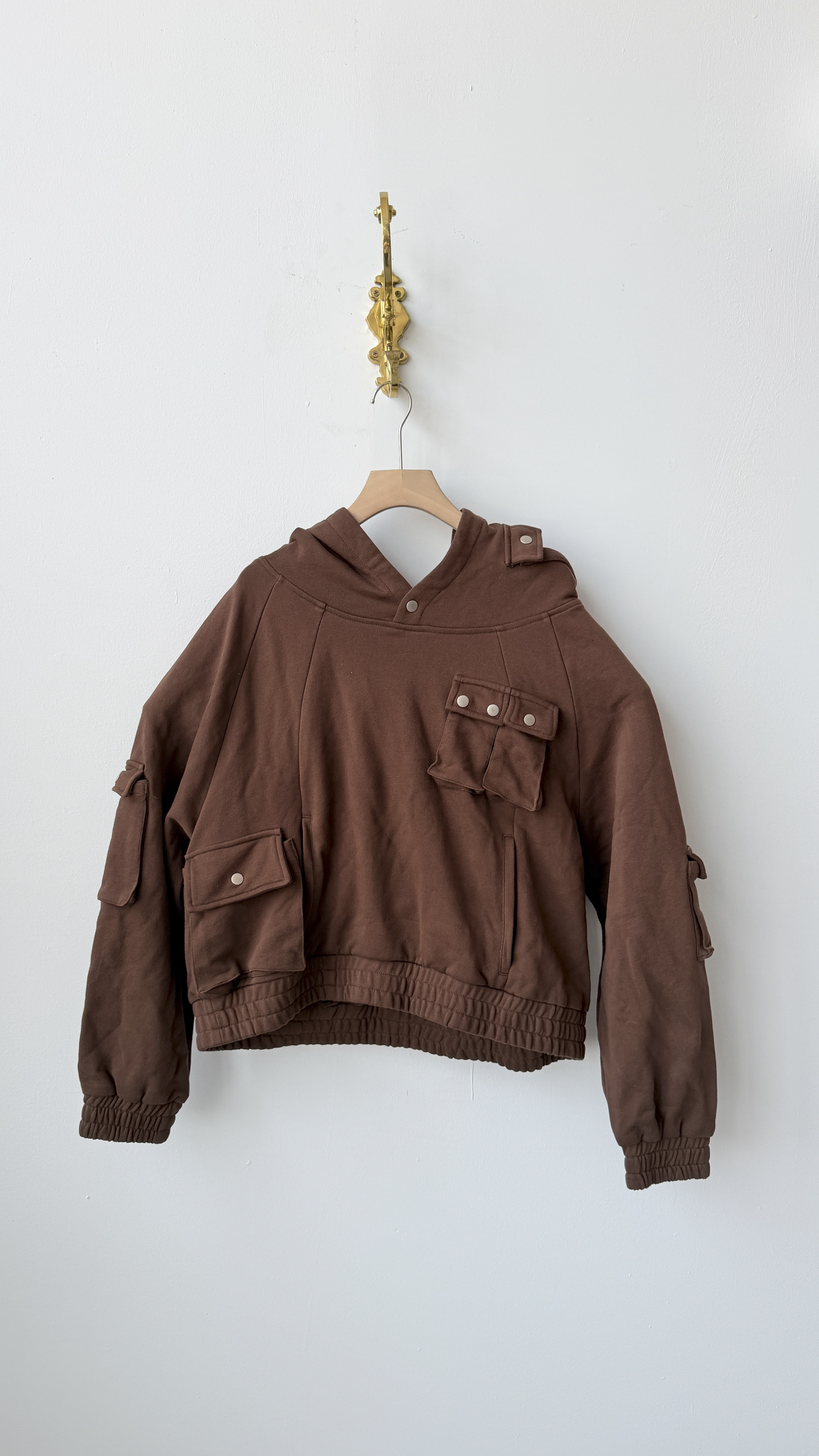 Pullover Cargo Hoodie Brown- M