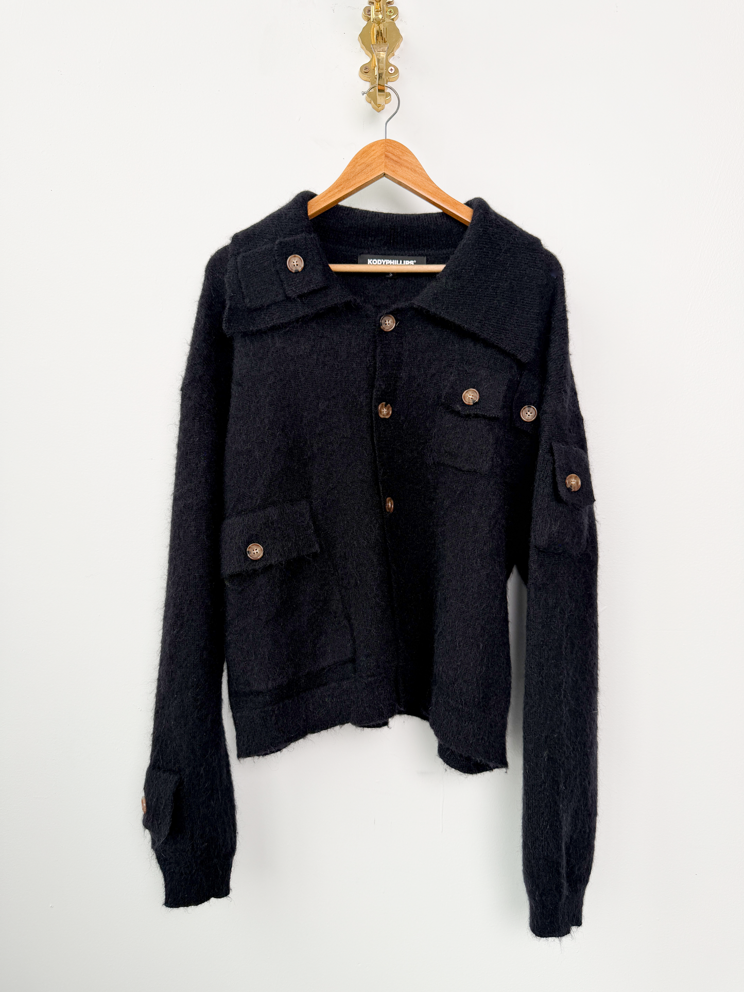 Mohair Cargo Cardigan Black - M