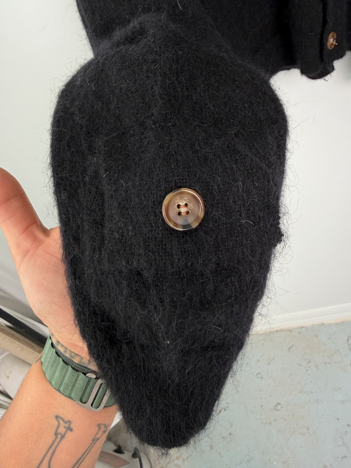 Mohair Cargo Cardigan Black - M