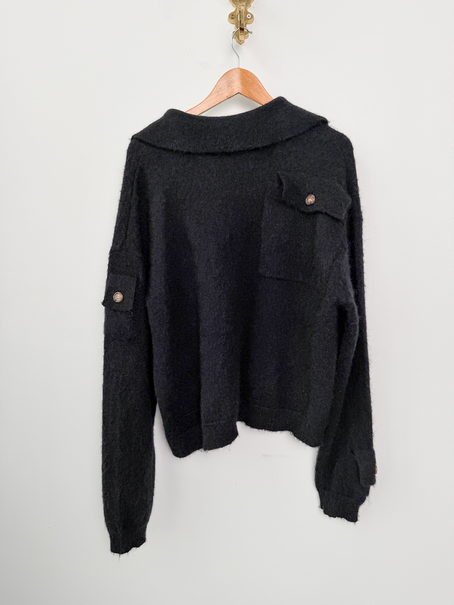 Mohair Cargo Cardigan Black - M