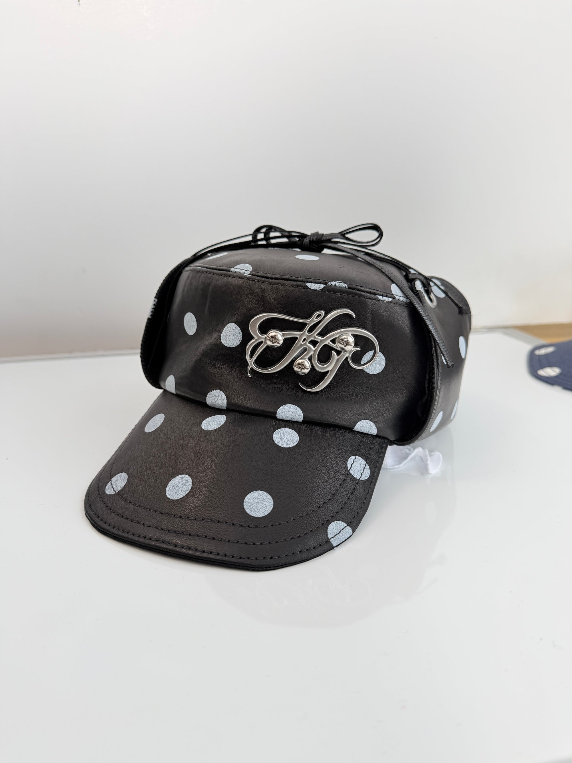 CADET CAP-LEATHER POLKA DOT