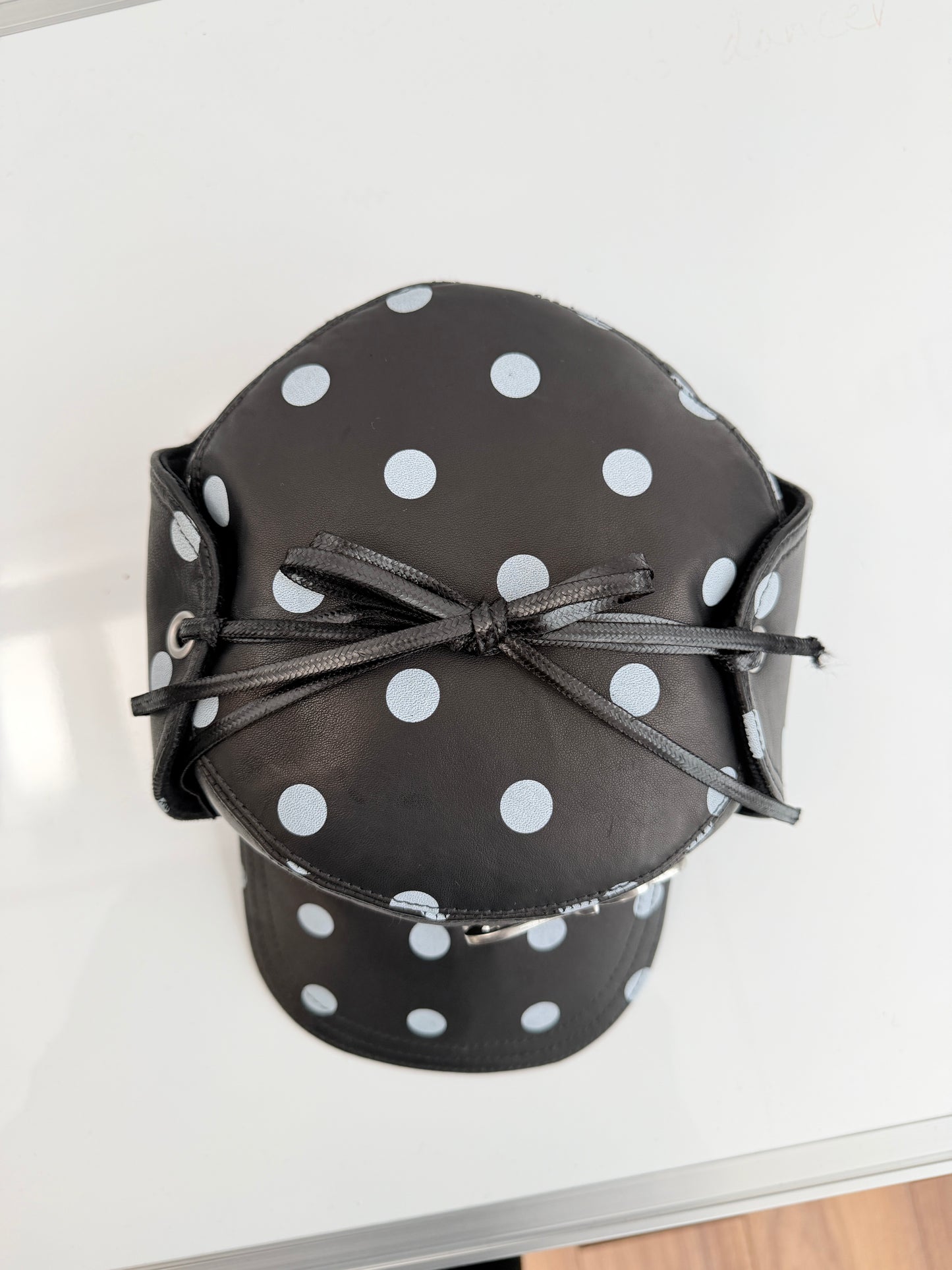 CADET CAP-LEATHER POLKA DOT