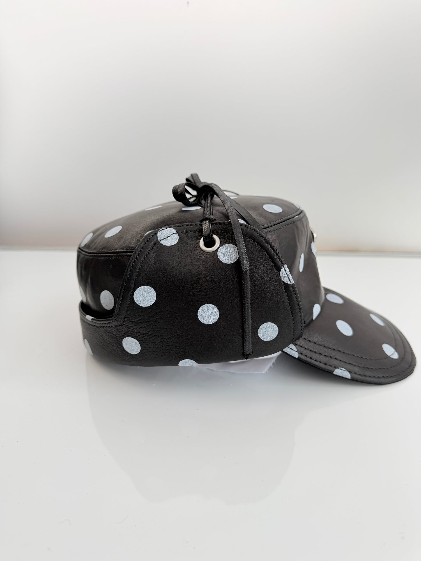 CADET CAP-LEATHER POLKA DOT