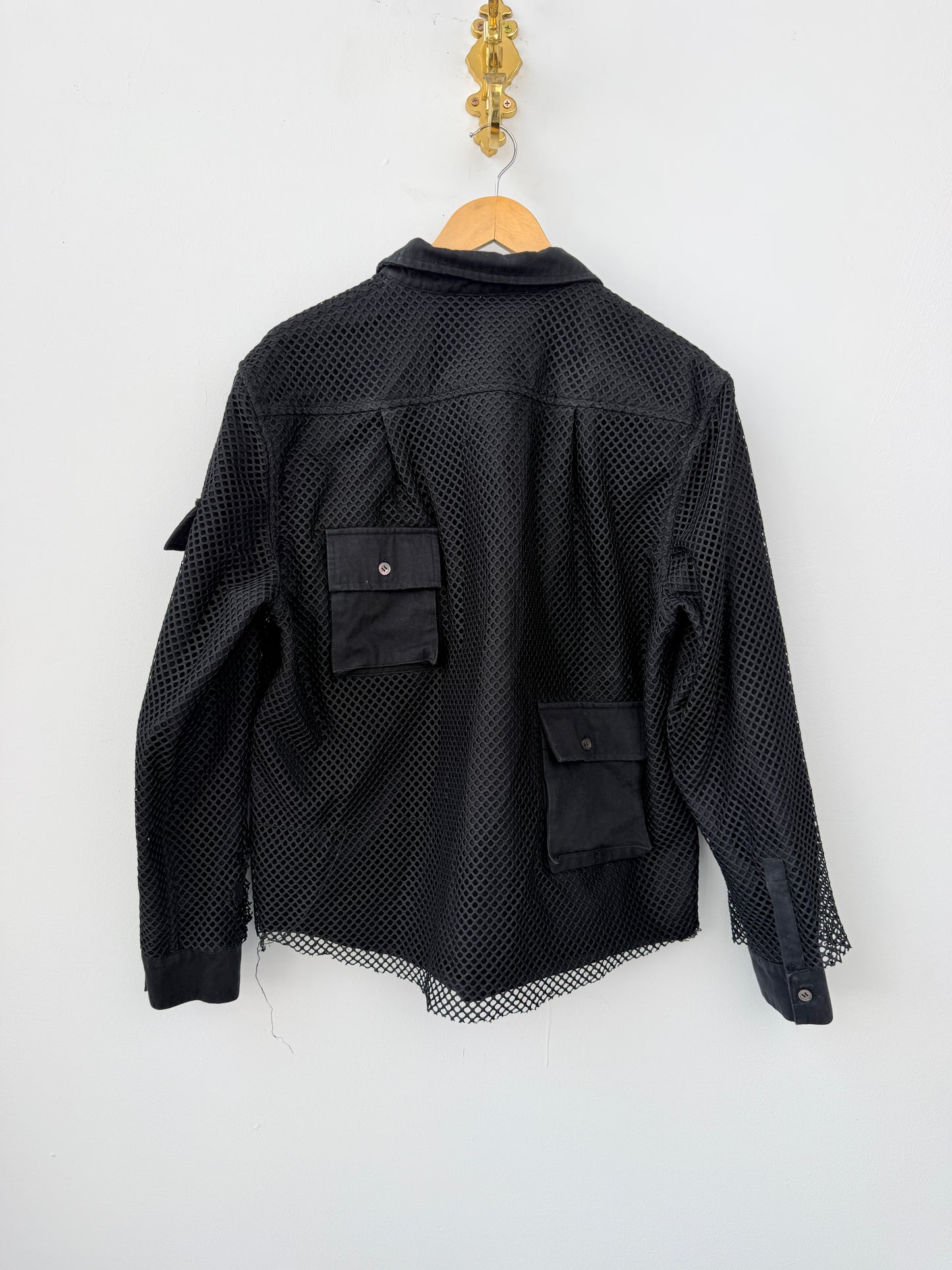 Netted Cargo Shirt-Black-L