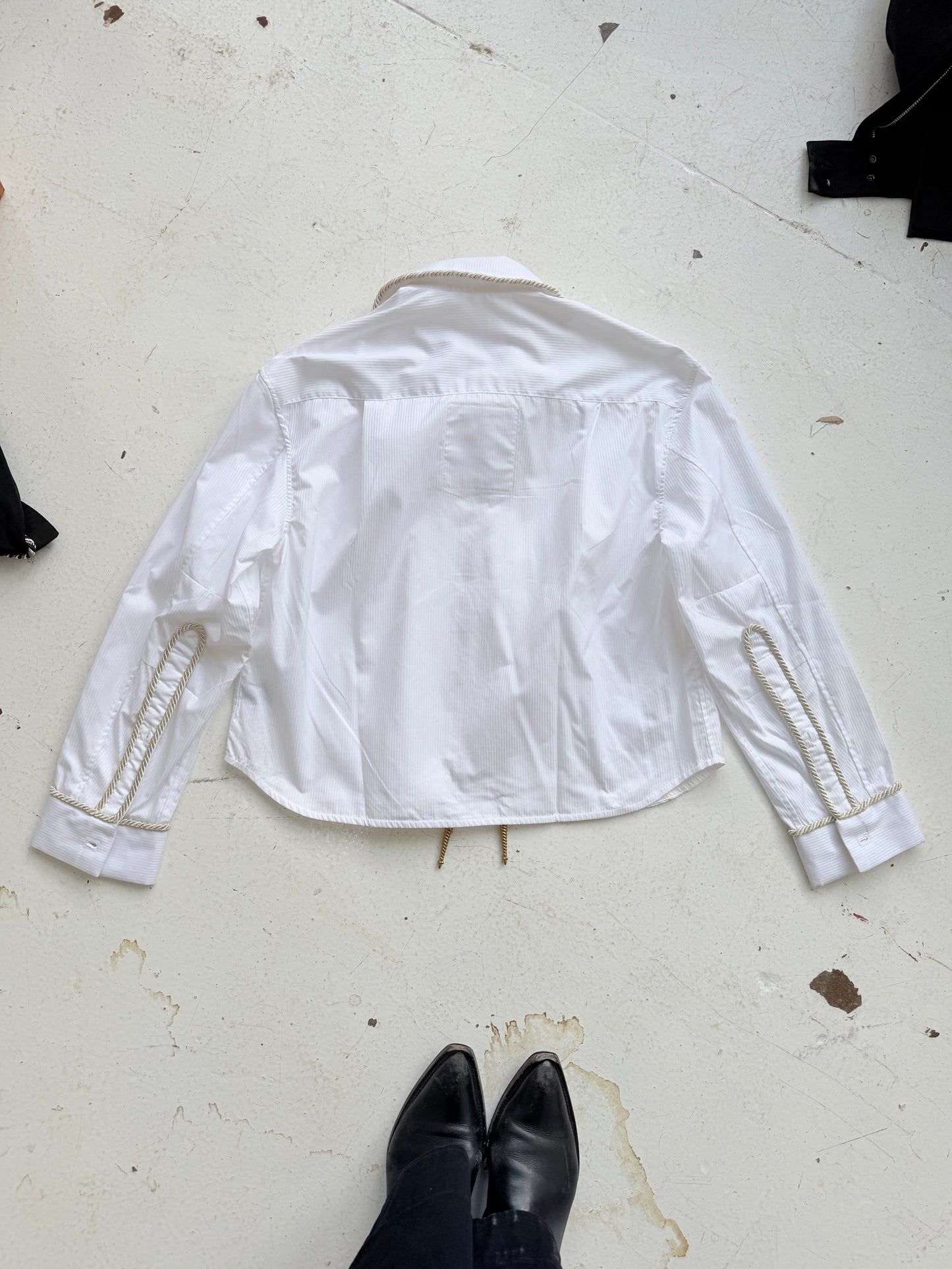 Embellished Long Sleeve Lasso Shirt- Ivory