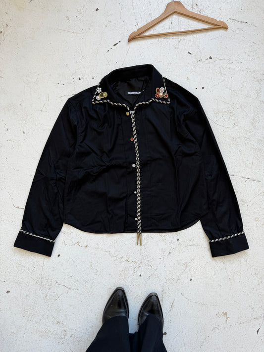 Embellished Long Sleeve Lasso Shirt- Jacquard Classic Black