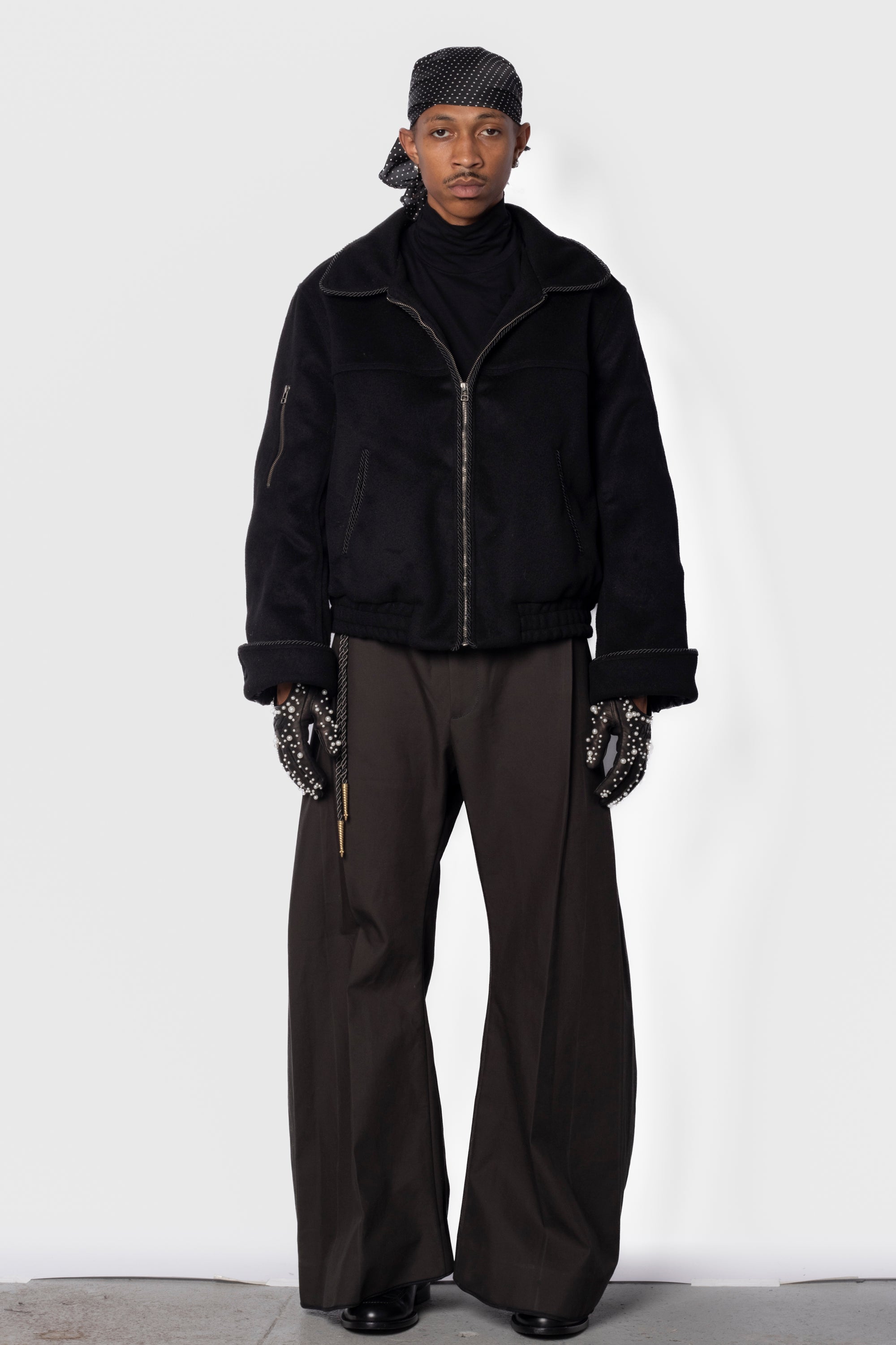 【KING SIZE】wide silhouette wool jacket Boxy Jacket in Virgin Wool - Black | CO