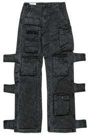 KP2144 CARGO PANTS-WASHED BLACK