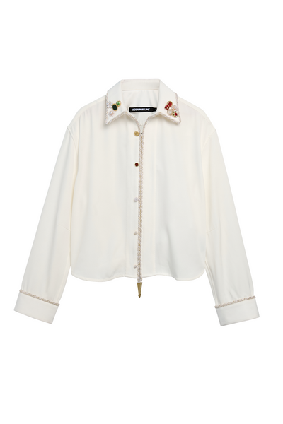 Embellished Long Sleeve Lasso Shirt- Ivory – kodyphillips.com