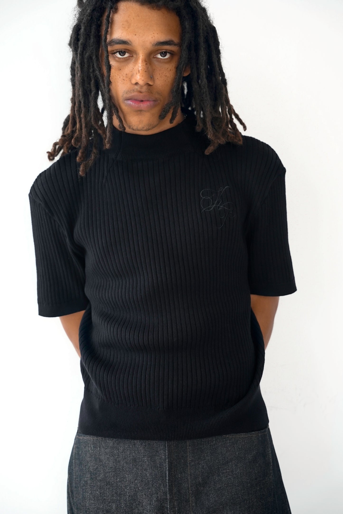 Mock Neck Tee - Black