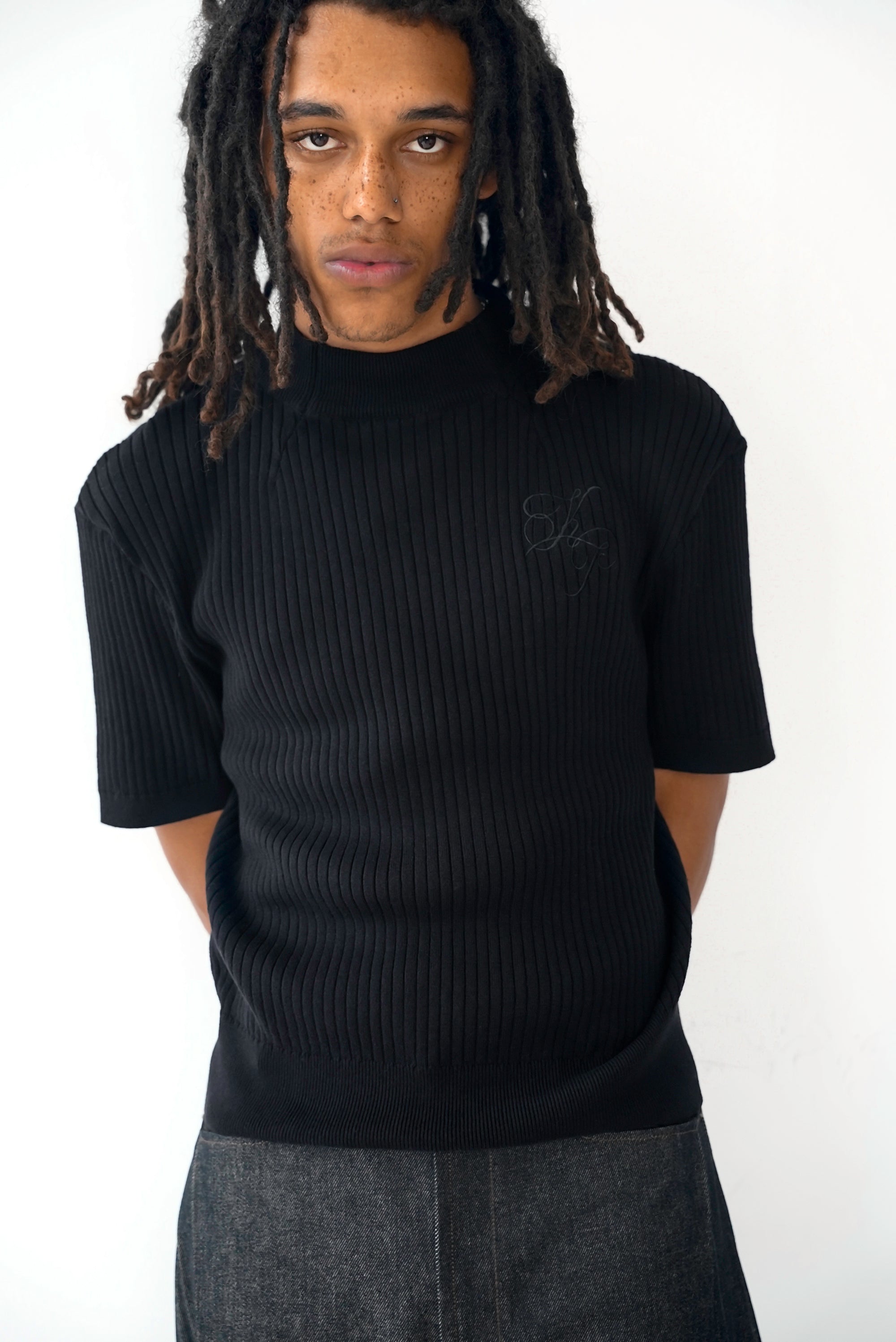 Mock Neck Tee - Black