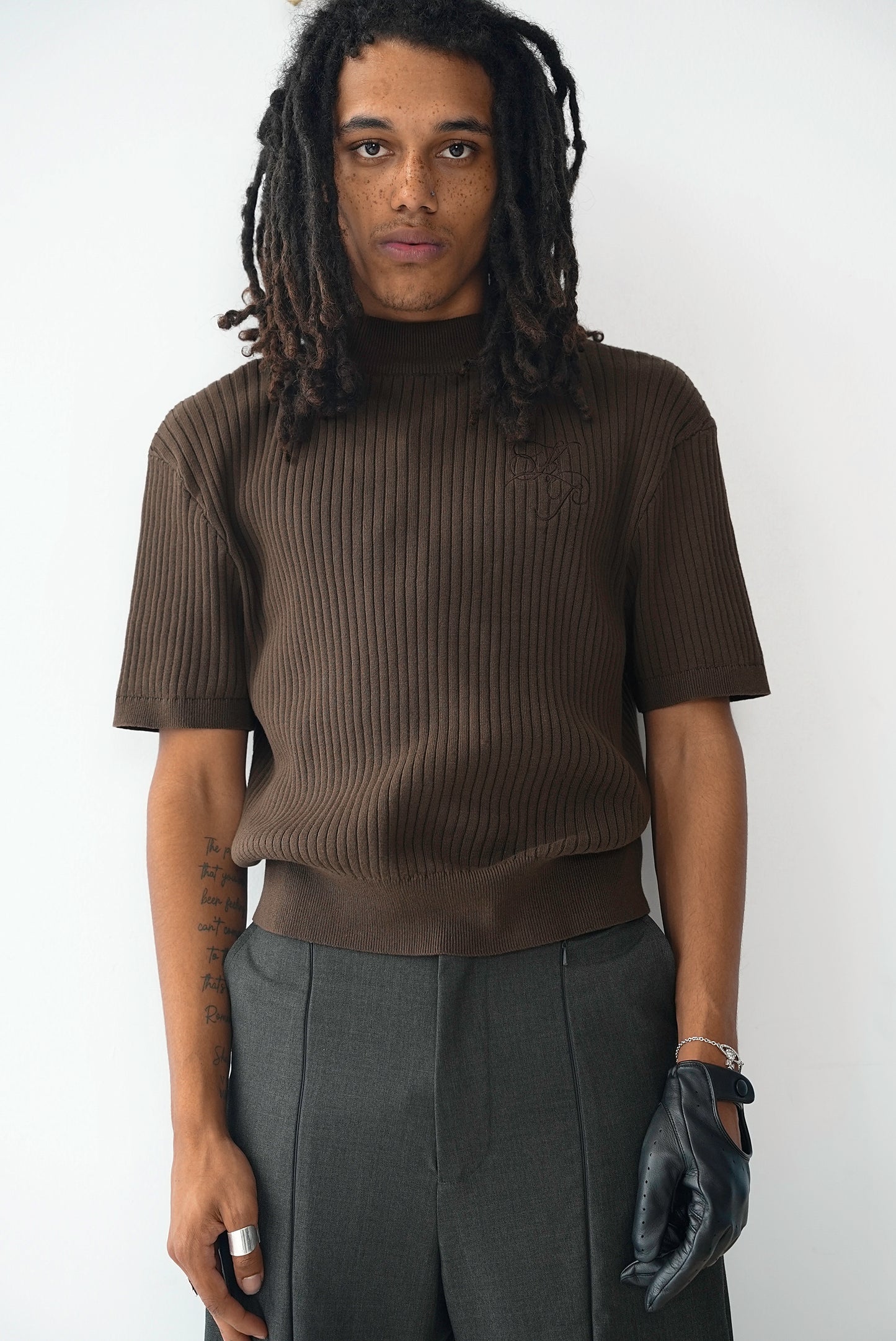 Mock Neck Tee - Tobacco